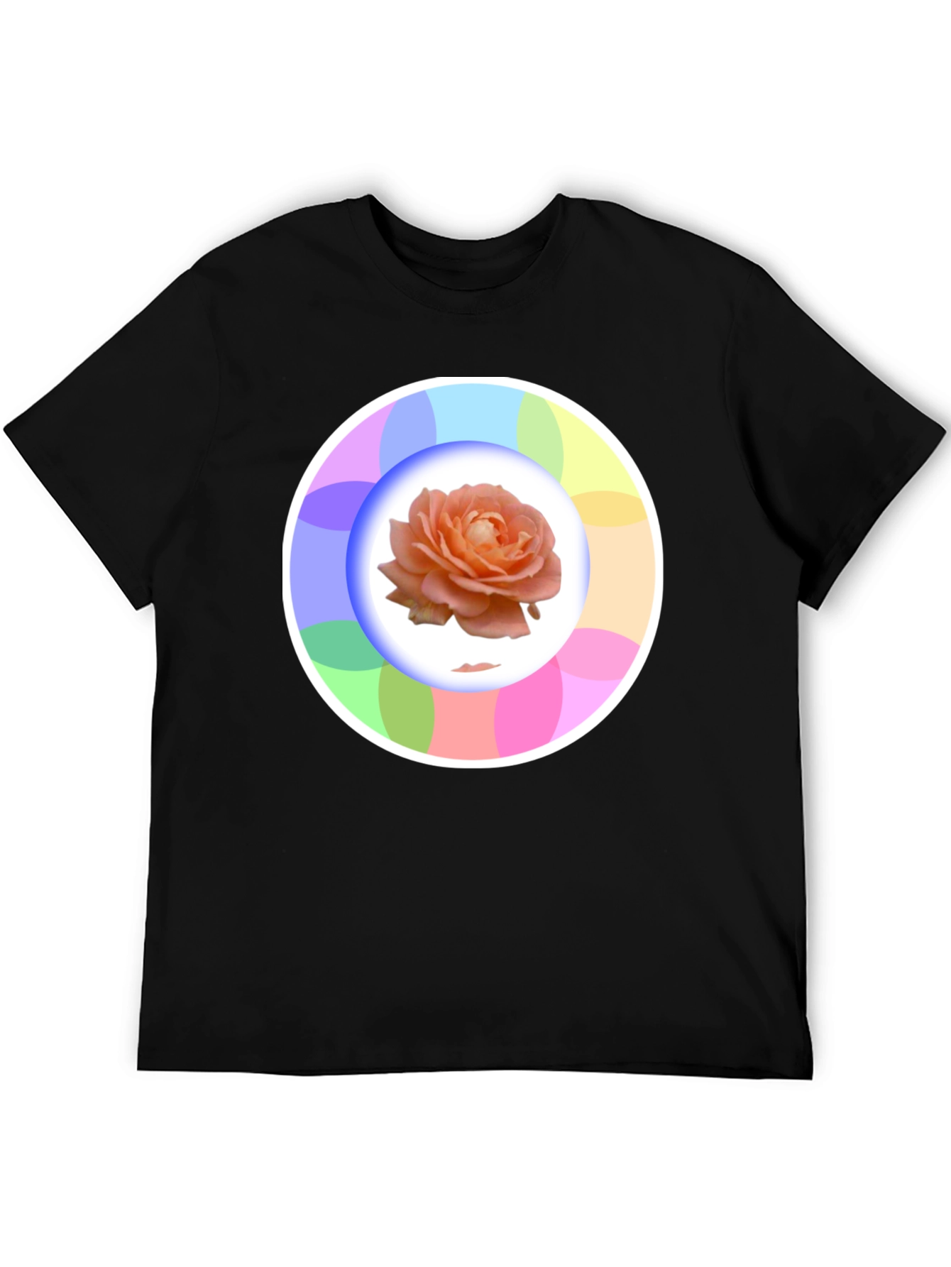 Rose Circle Graphic Black T-Shirt
