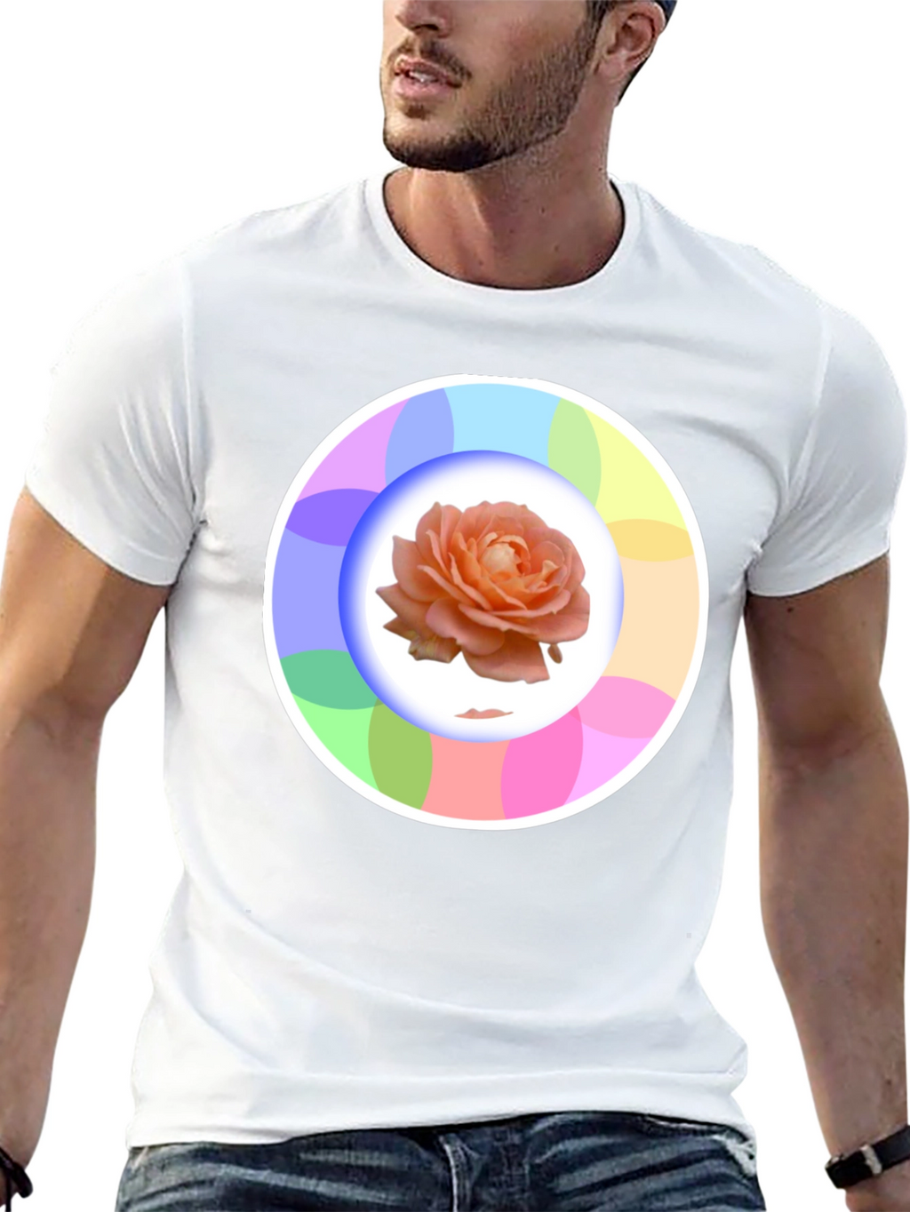 Rose Circle Graphic Black T-Shirt