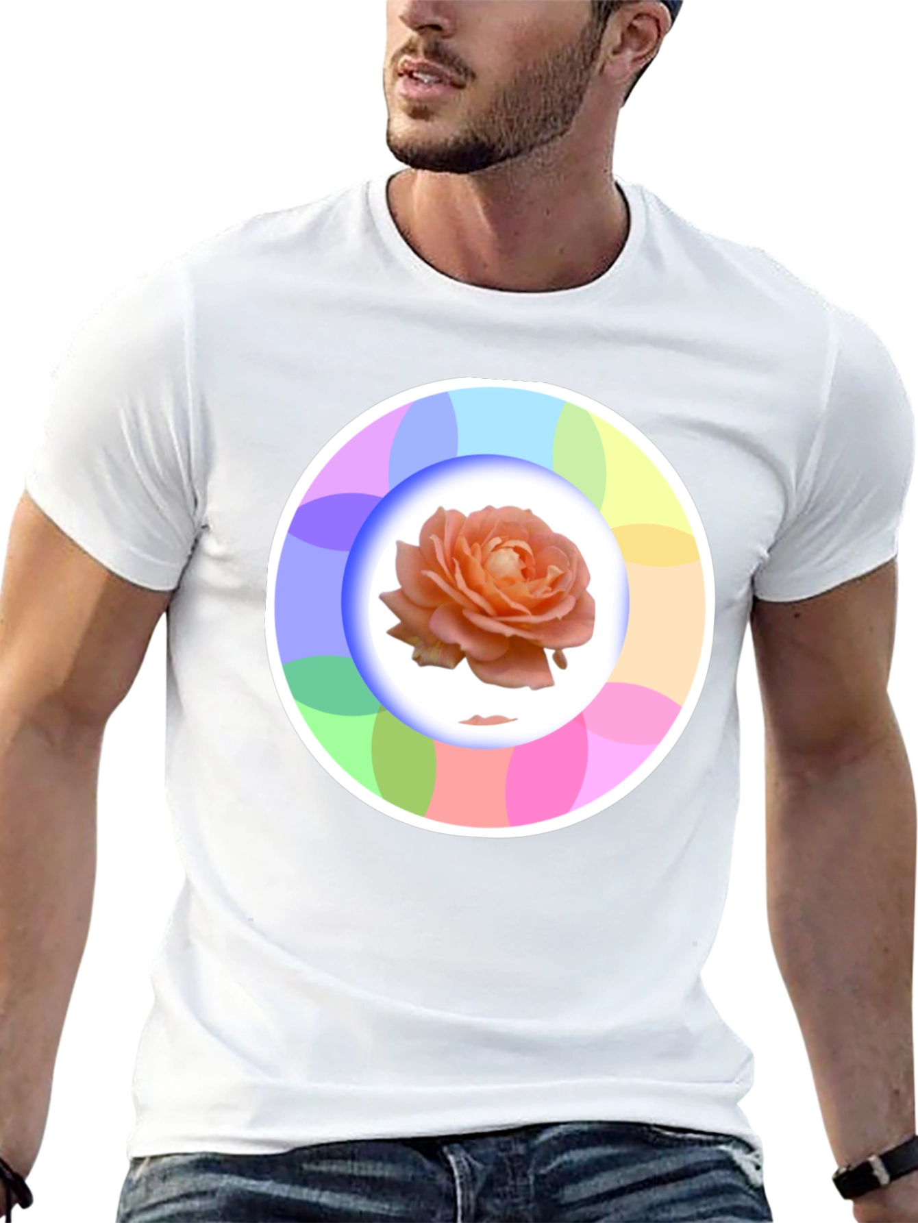 Rose Circle Graphic Black T-Shirt