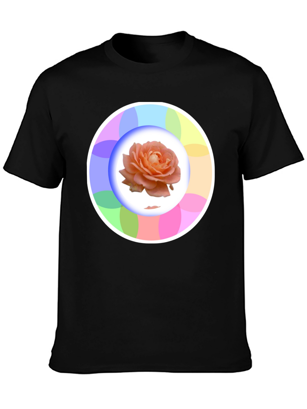 Rose Circle Graphic Black T-Shirt