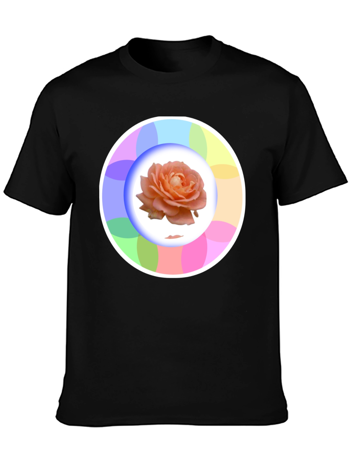 Rose Circle Graphic Black T-Shirt