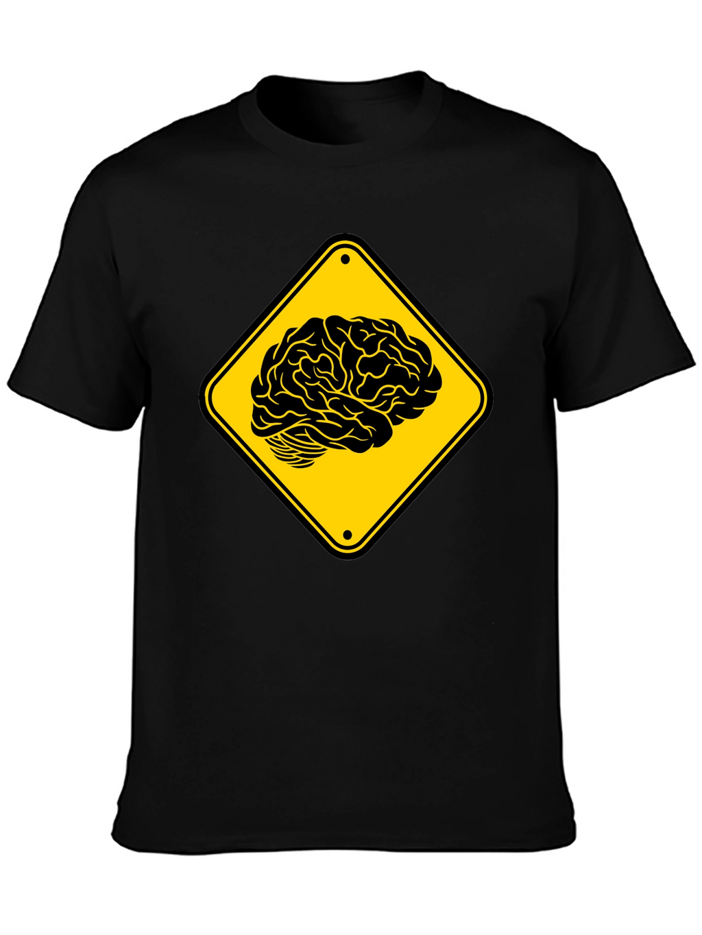 Brain Warning T-Shirt - Black Cotton Tee