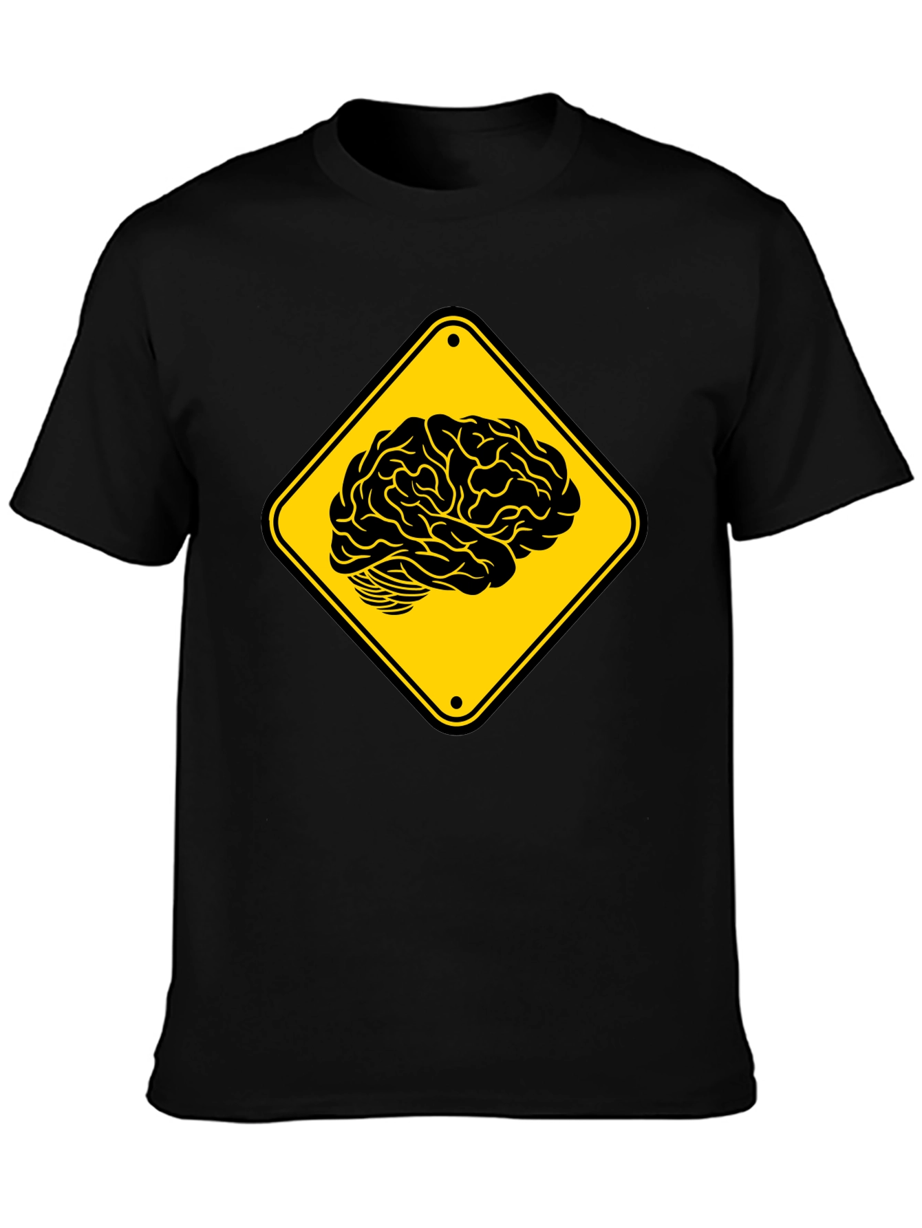 Brain Warning T-Shirt - Black Cotton Tee