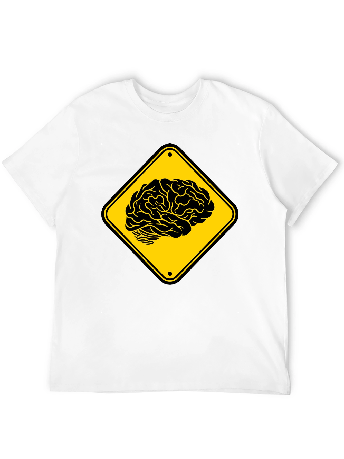 Brain Warning T-Shirt - Black Cotton Tee