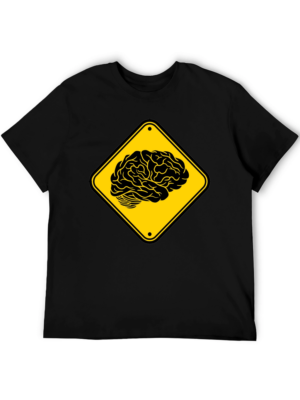 Brain Warning T-Shirt - Black Cotton Tee