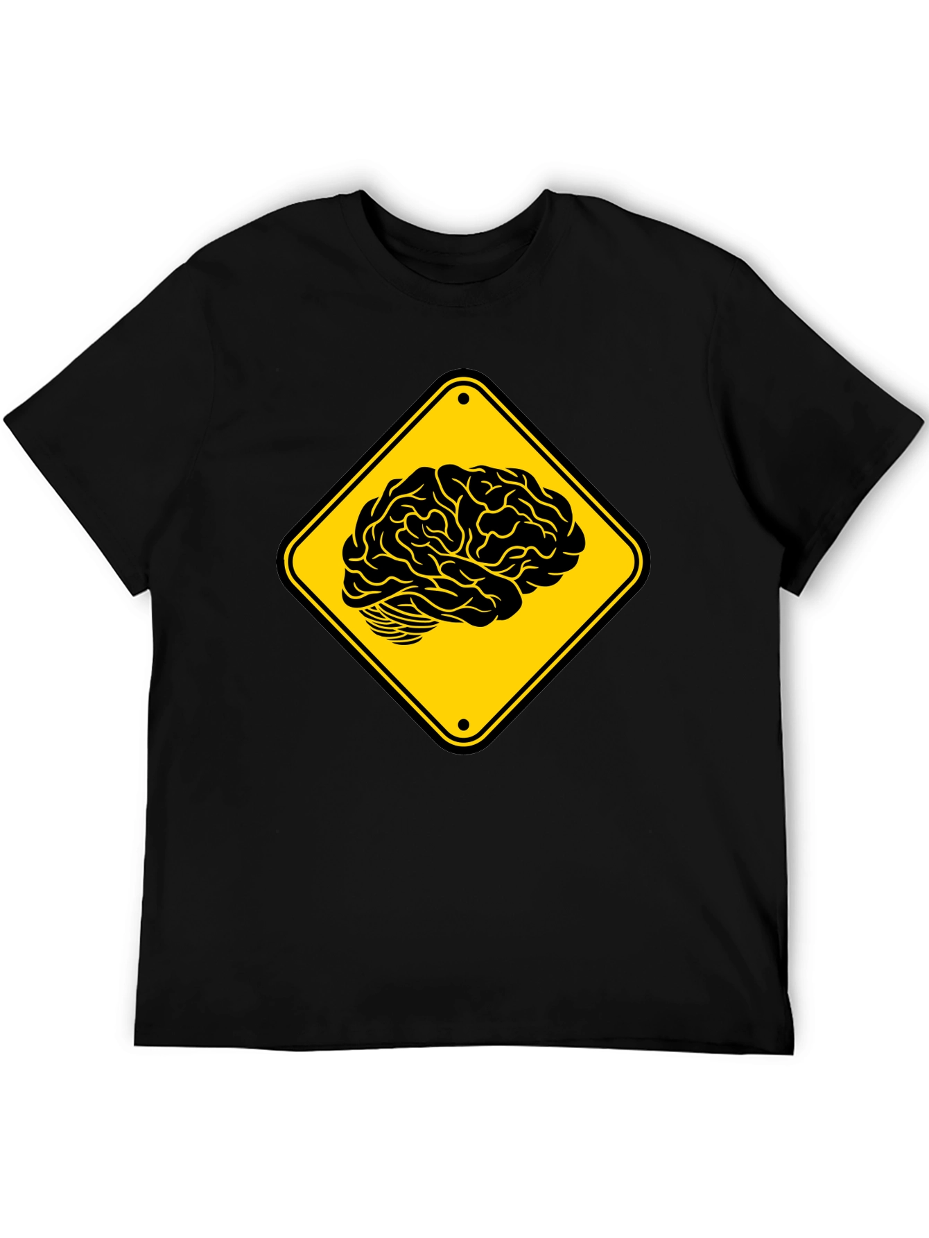 Brain Warning T-Shirt - Black Cotton Tee