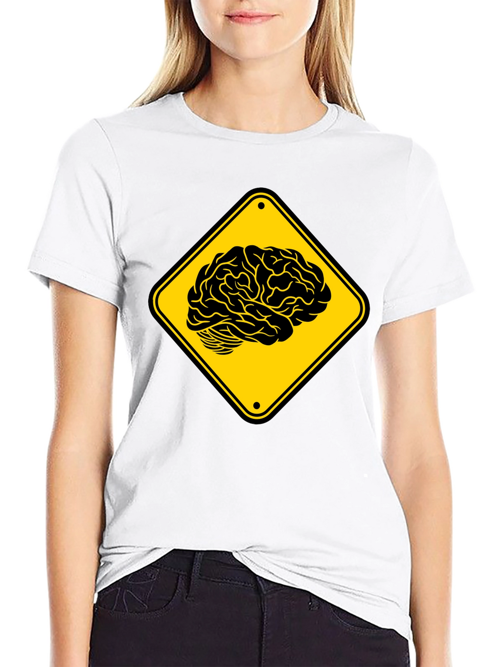 Brain Warning T-Shirt - Black Cotton Tee