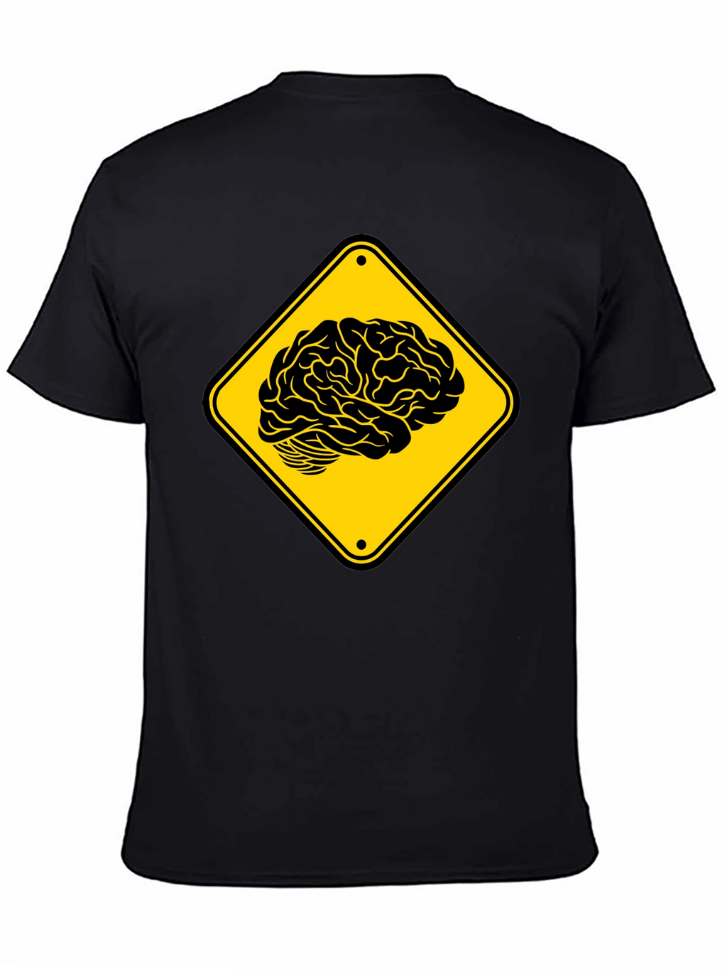 Brain Warning T-Shirt - Black Cotton Tee