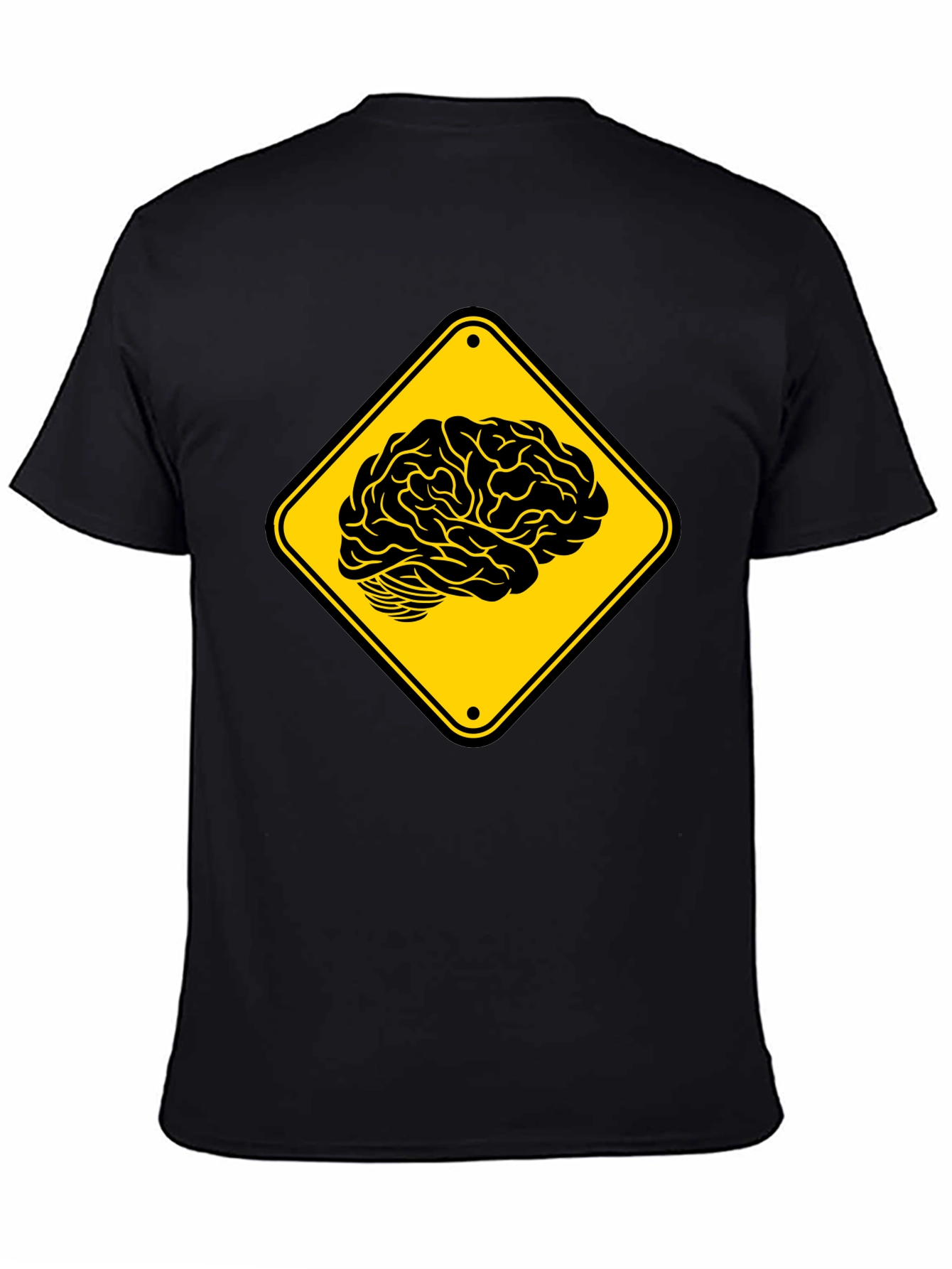 Brain Warning T-Shirt - Black Cotton Tee