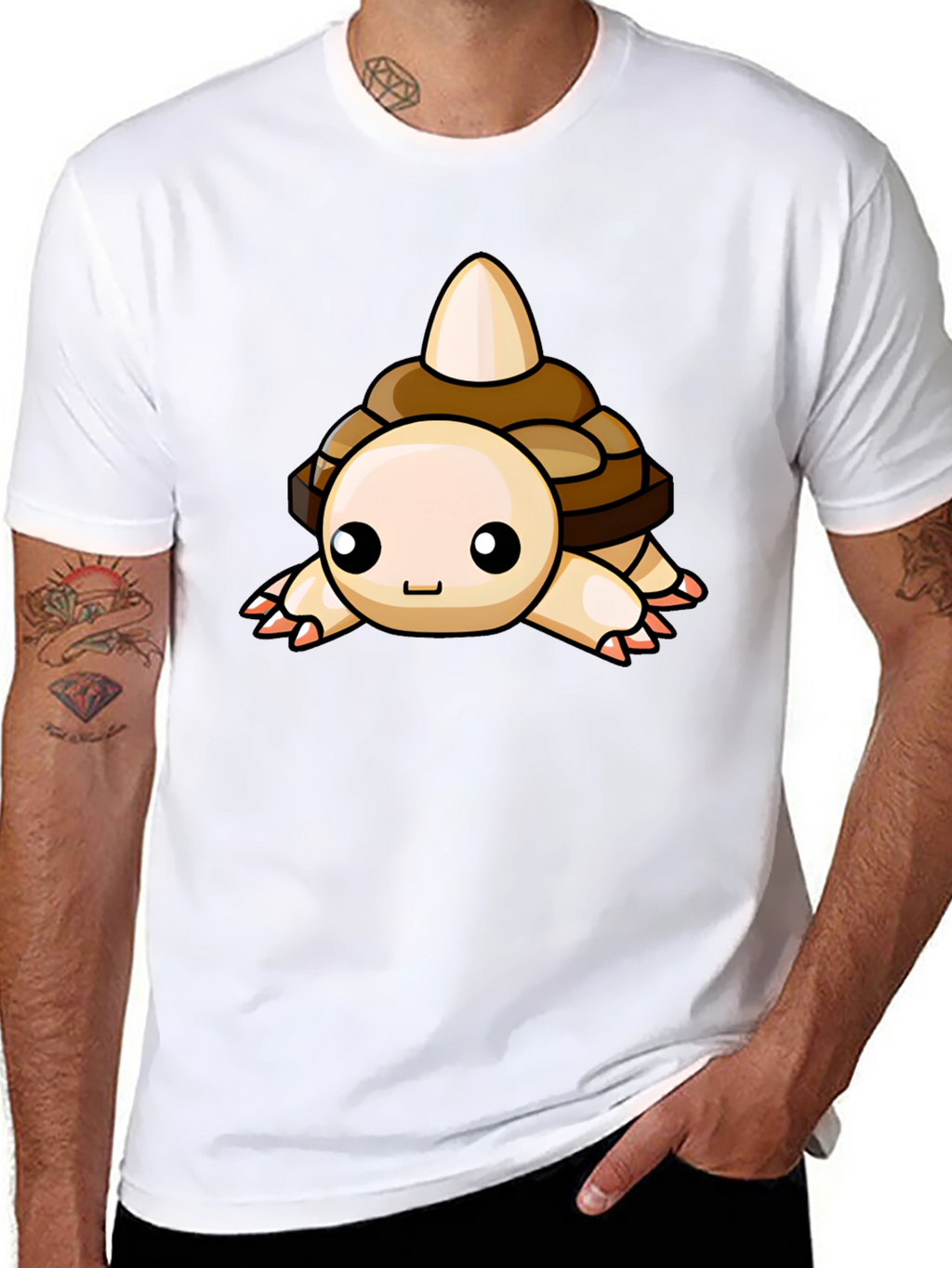 Cute Cartoon Turtle Graphic Black T-Shirt