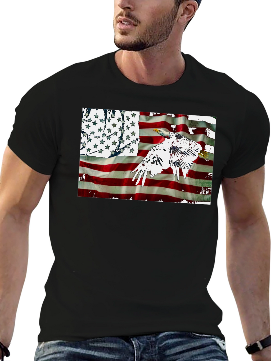 American Flag Eagle Graphic T-Shirt