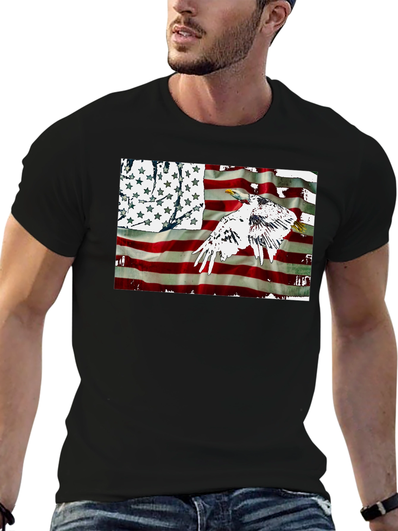 American Flag Eagle Graphic T-Shirt