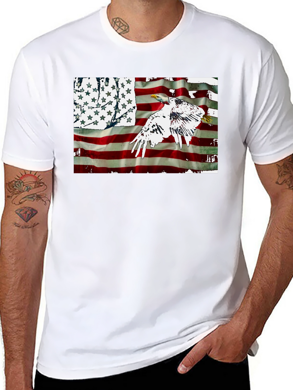 American Flag Eagle Graphic T-Shirt