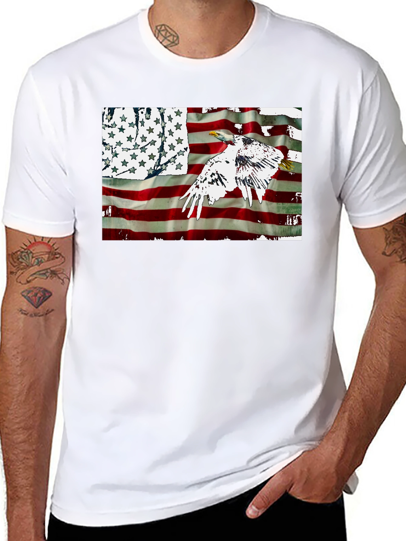 American Flag Eagle Graphic T-Shirt