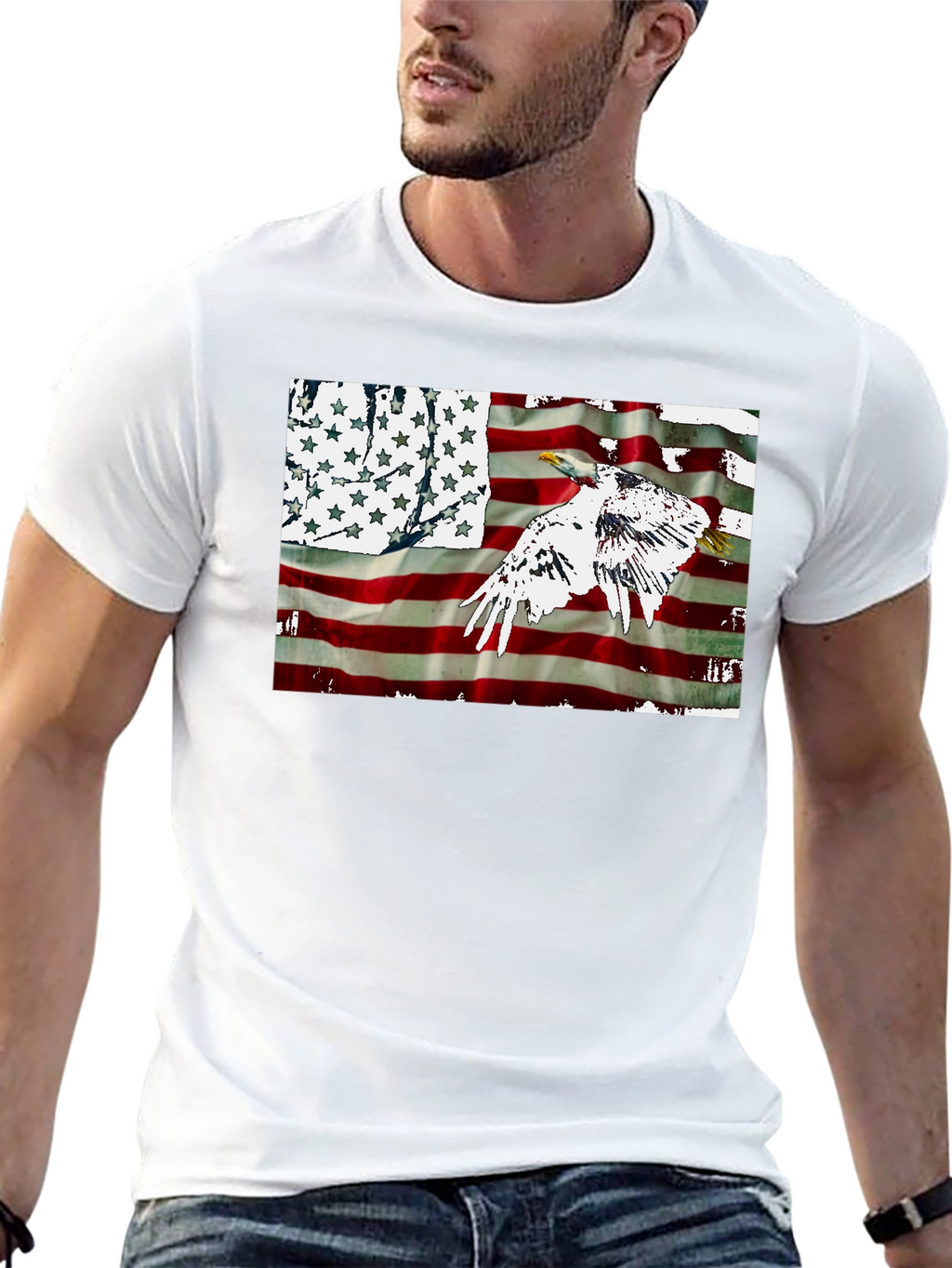 American Flag Eagle Graphic T-Shirt
