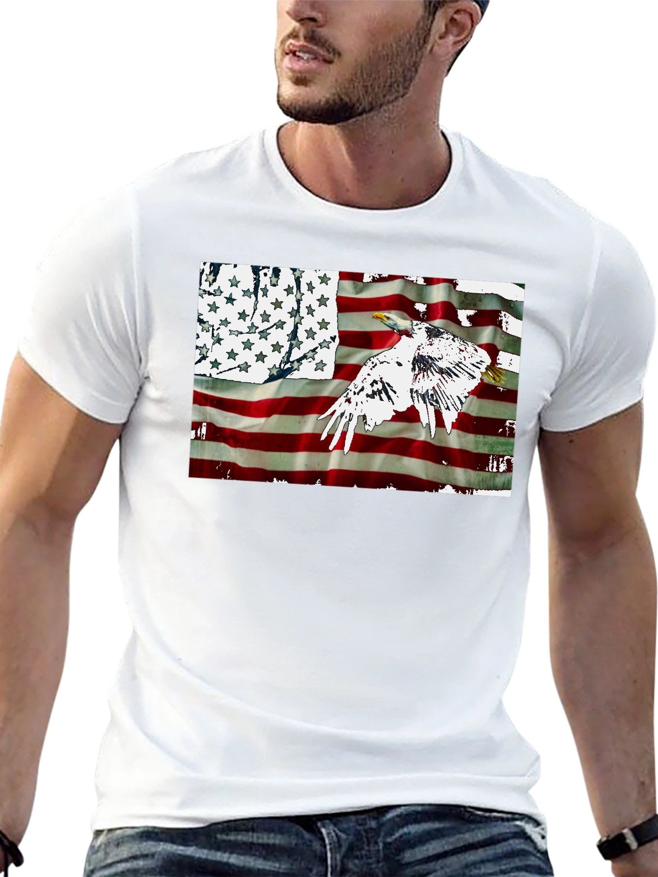 American Flag Eagle Graphic T-Shirt