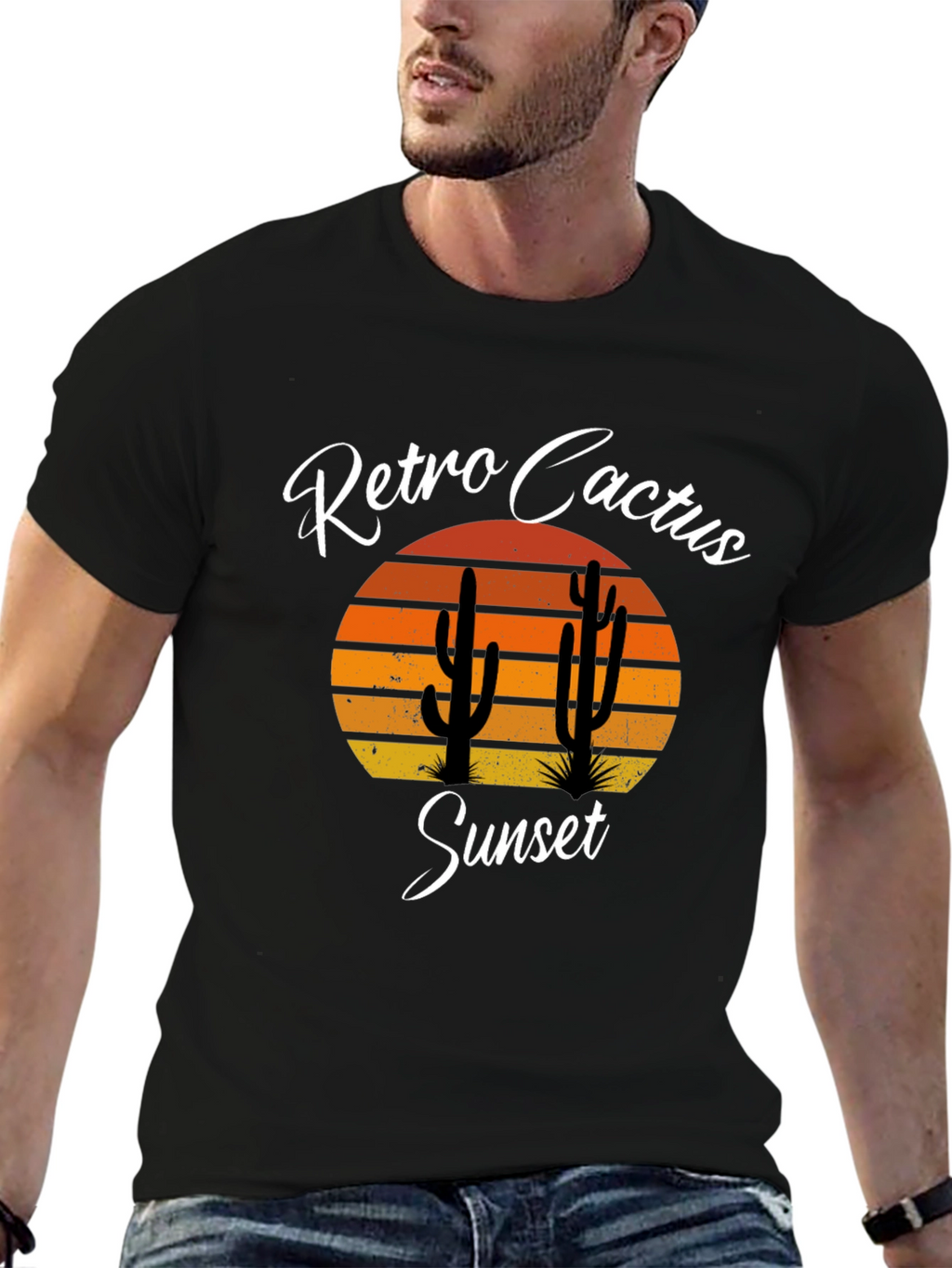 Retro Cactus Sunset Graphic Tee