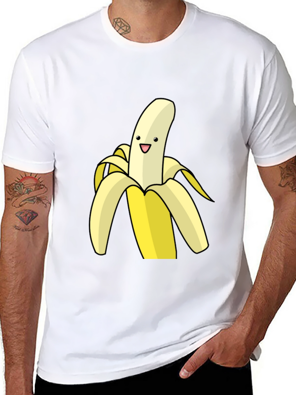 Banana Cartoon Graphic Black T-Shirt