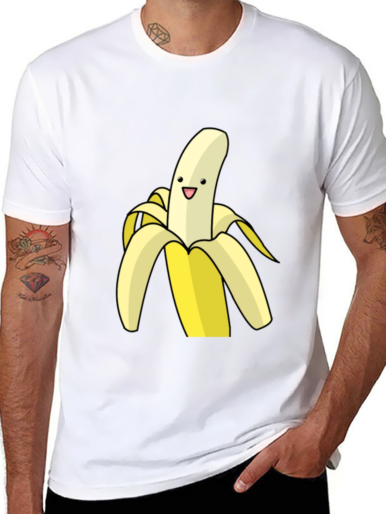 Banana Cartoon Graphic Black T-Shirt