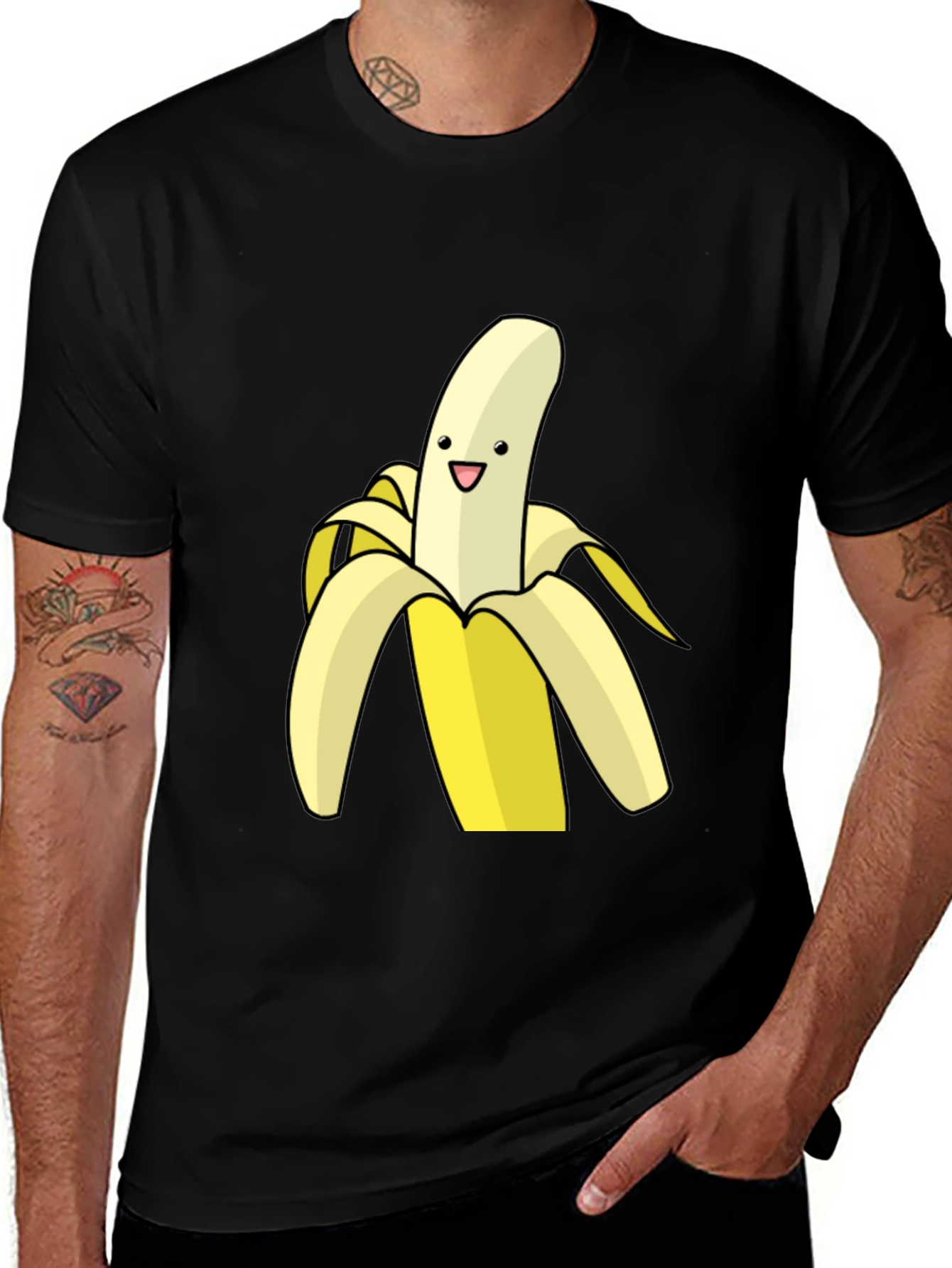 Banana Cartoon Graphic Black T-Shirt