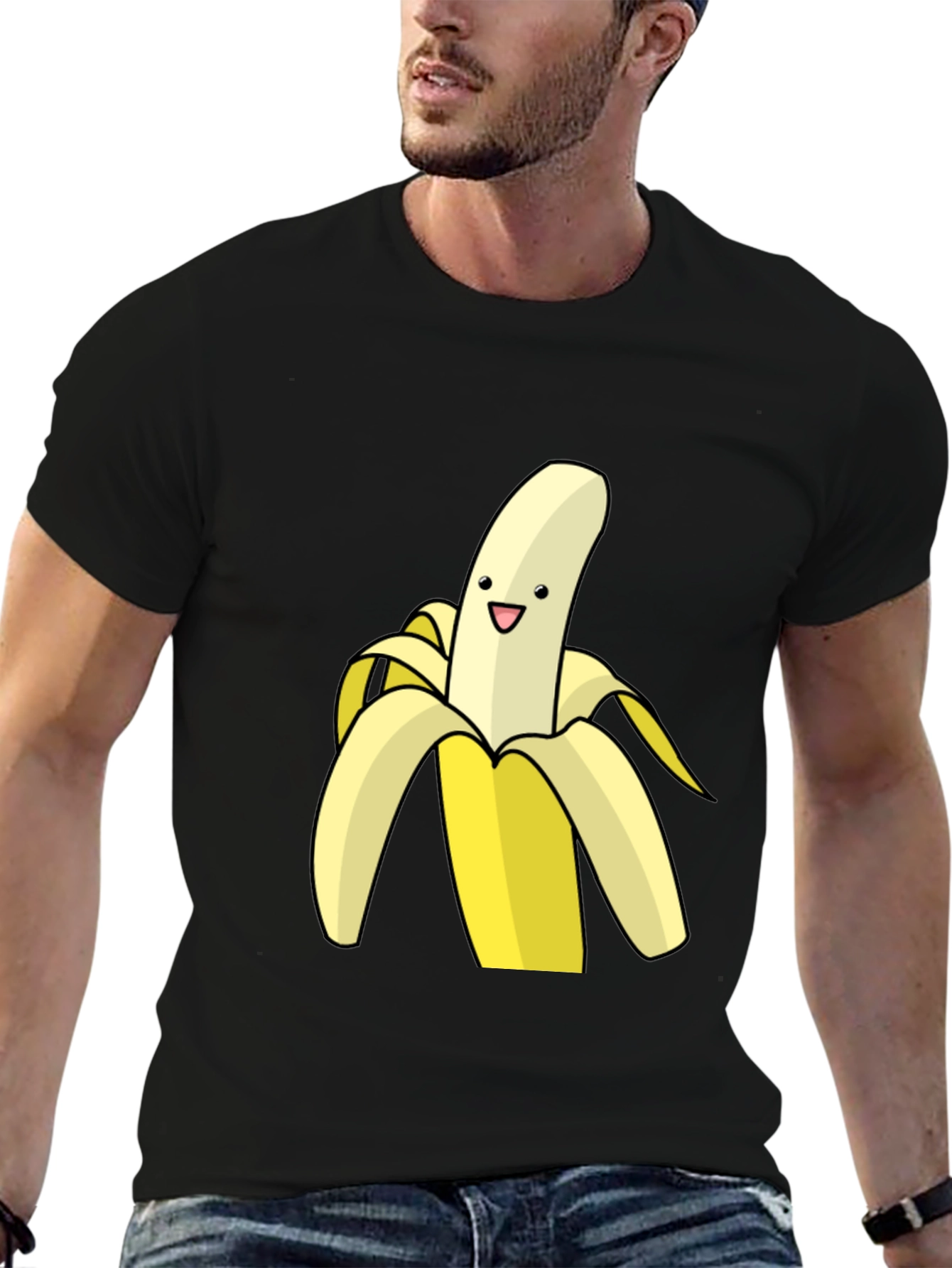 Banana Cartoon Graphic Black T-Shirt