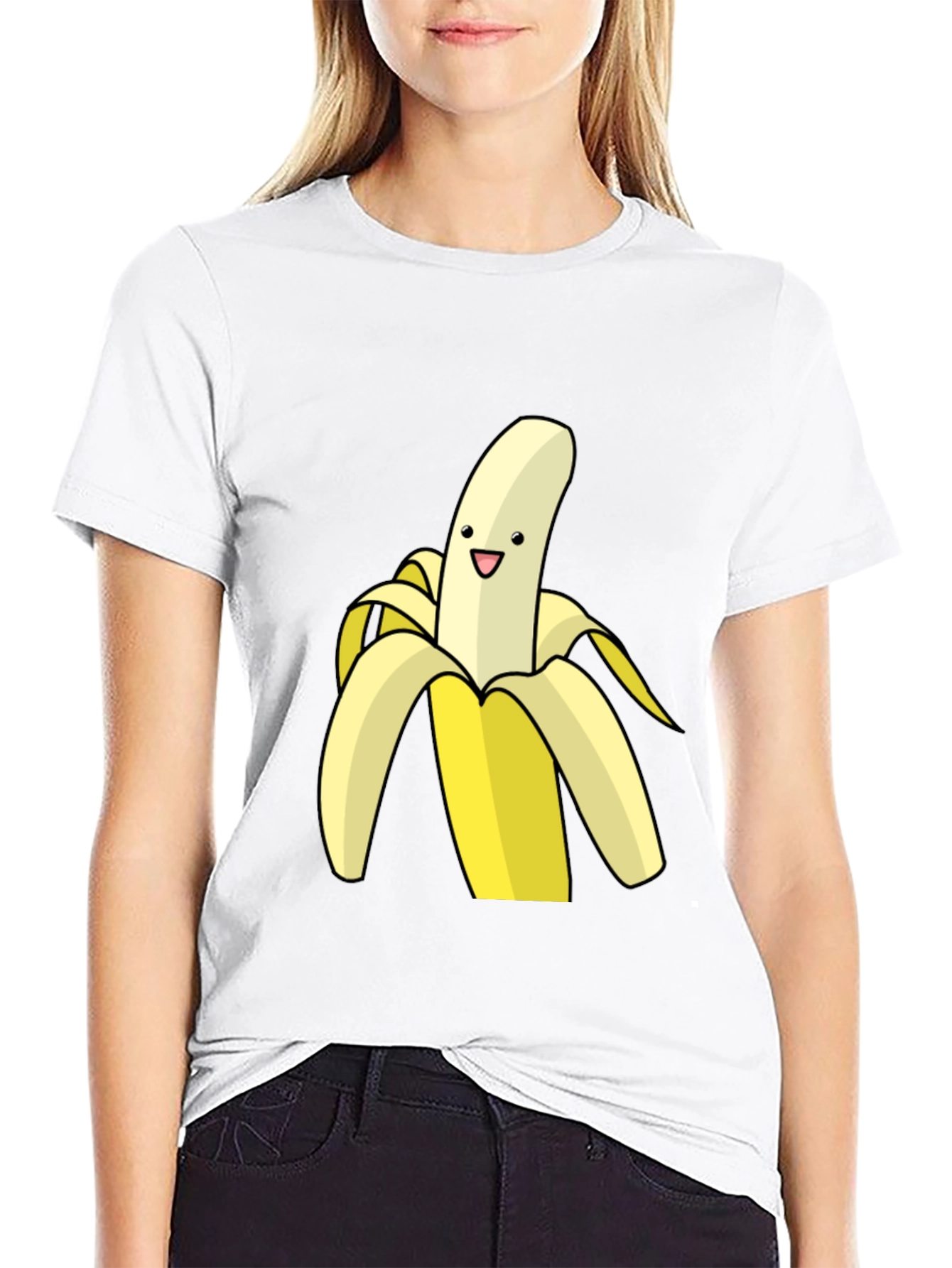 Banana Cartoon Graphic Black T-Shirt