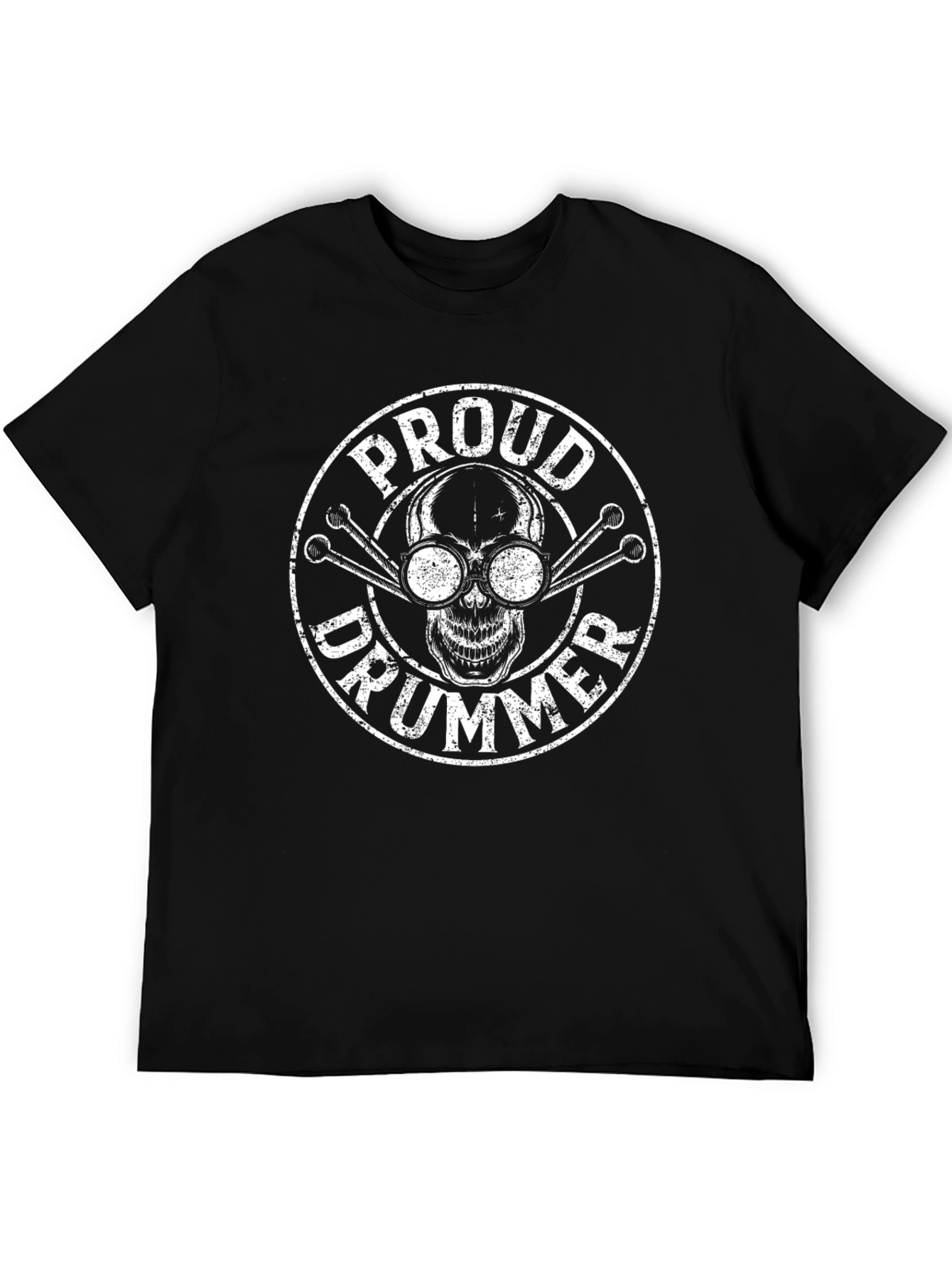 Proud Drummer Graphic Tee - Skull & Sticks Design