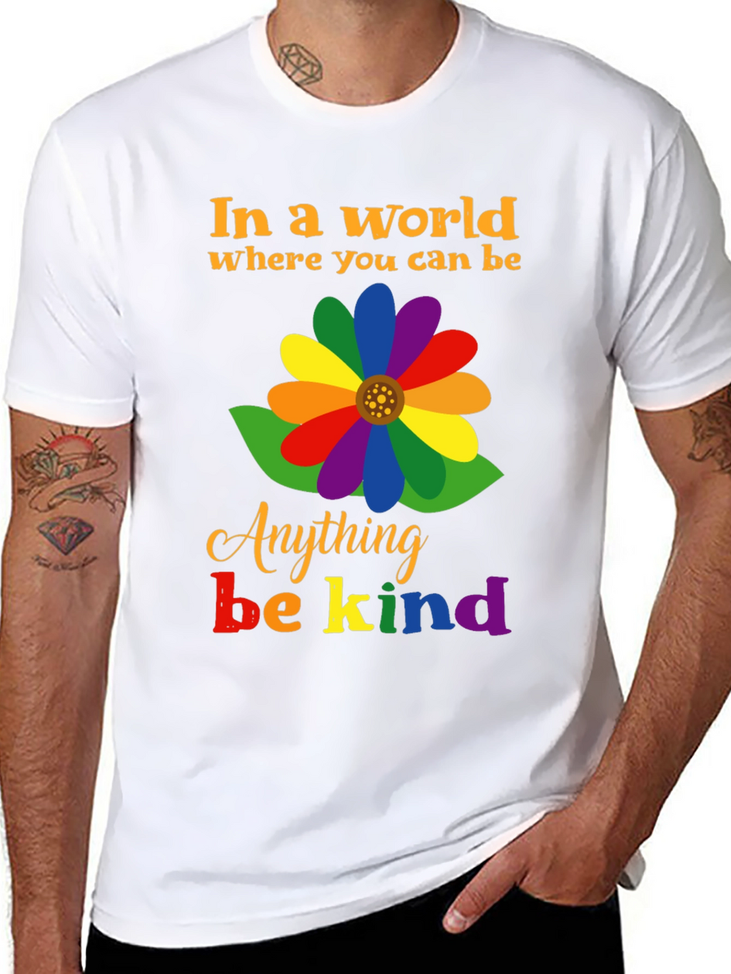 Be Kind Rainbow Flower Graphic Tee