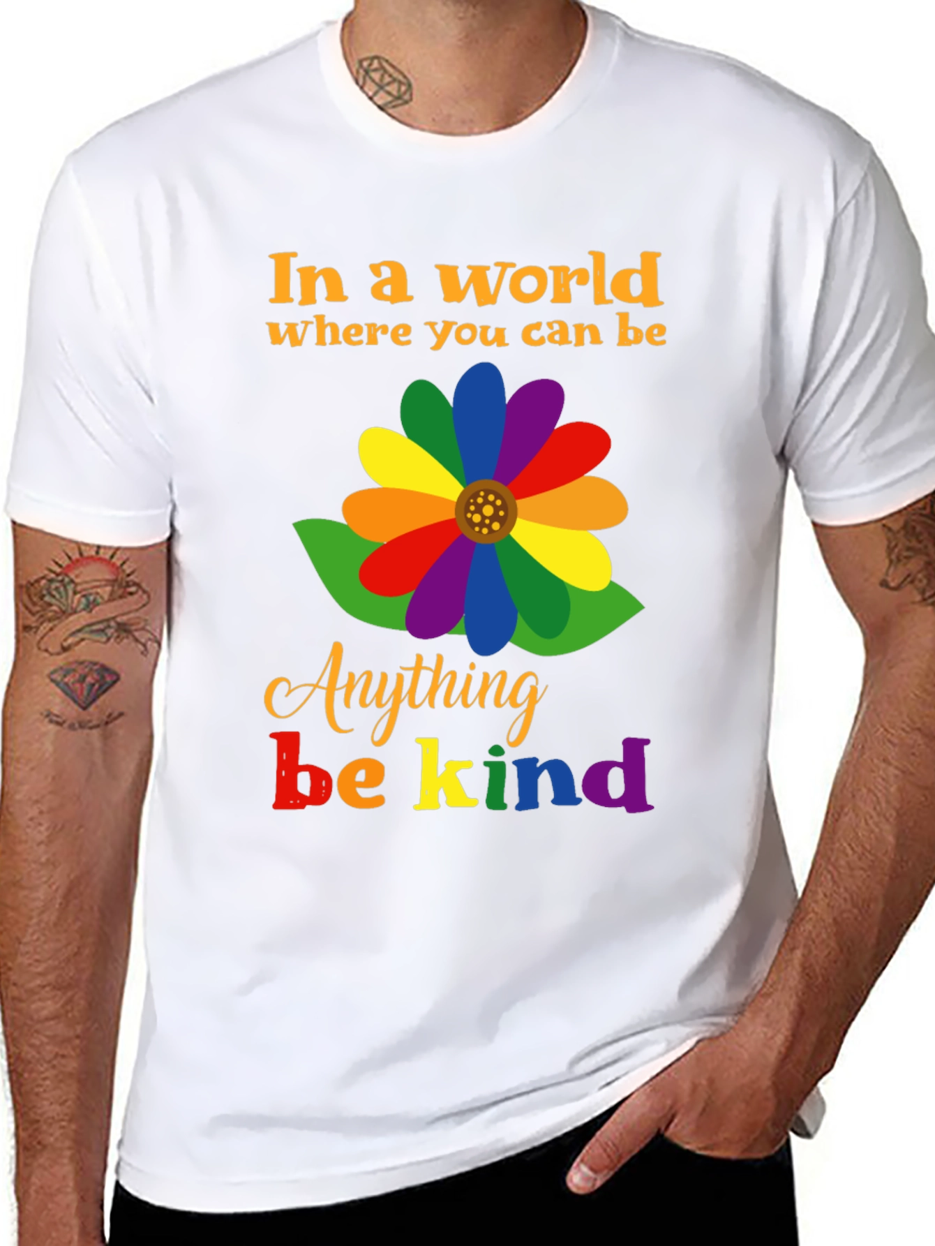Be Kind Rainbow Flower Graphic Tee
