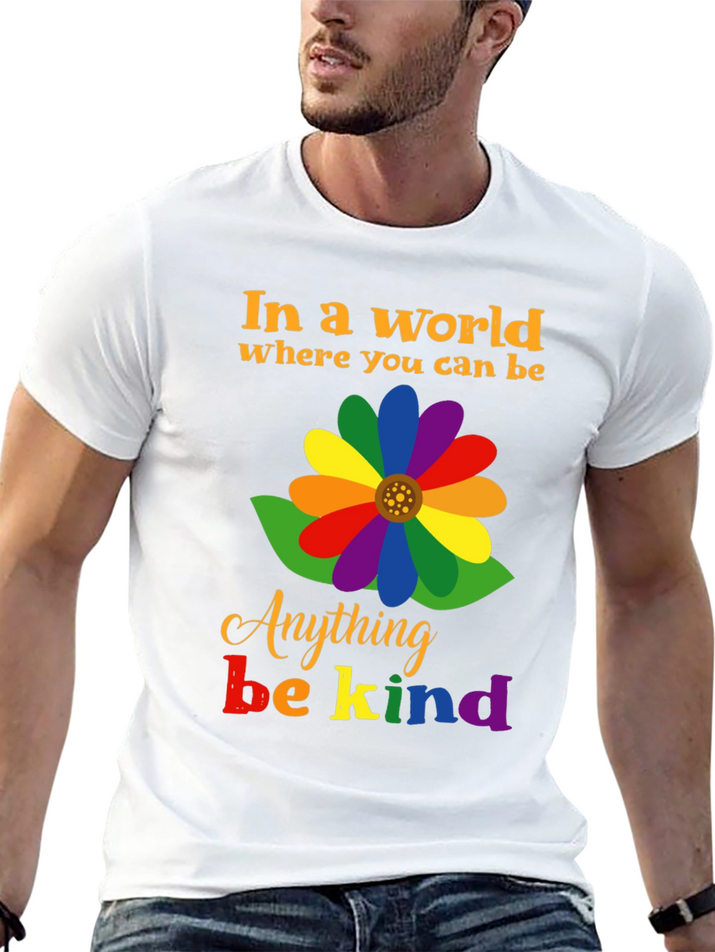 Be Kind Rainbow Flower Graphic Tee