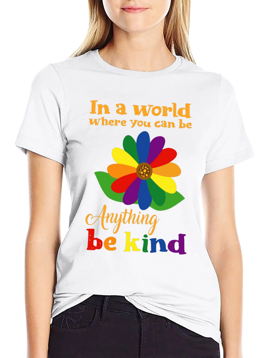 Be Kind Rainbow Flower Graphic Tee