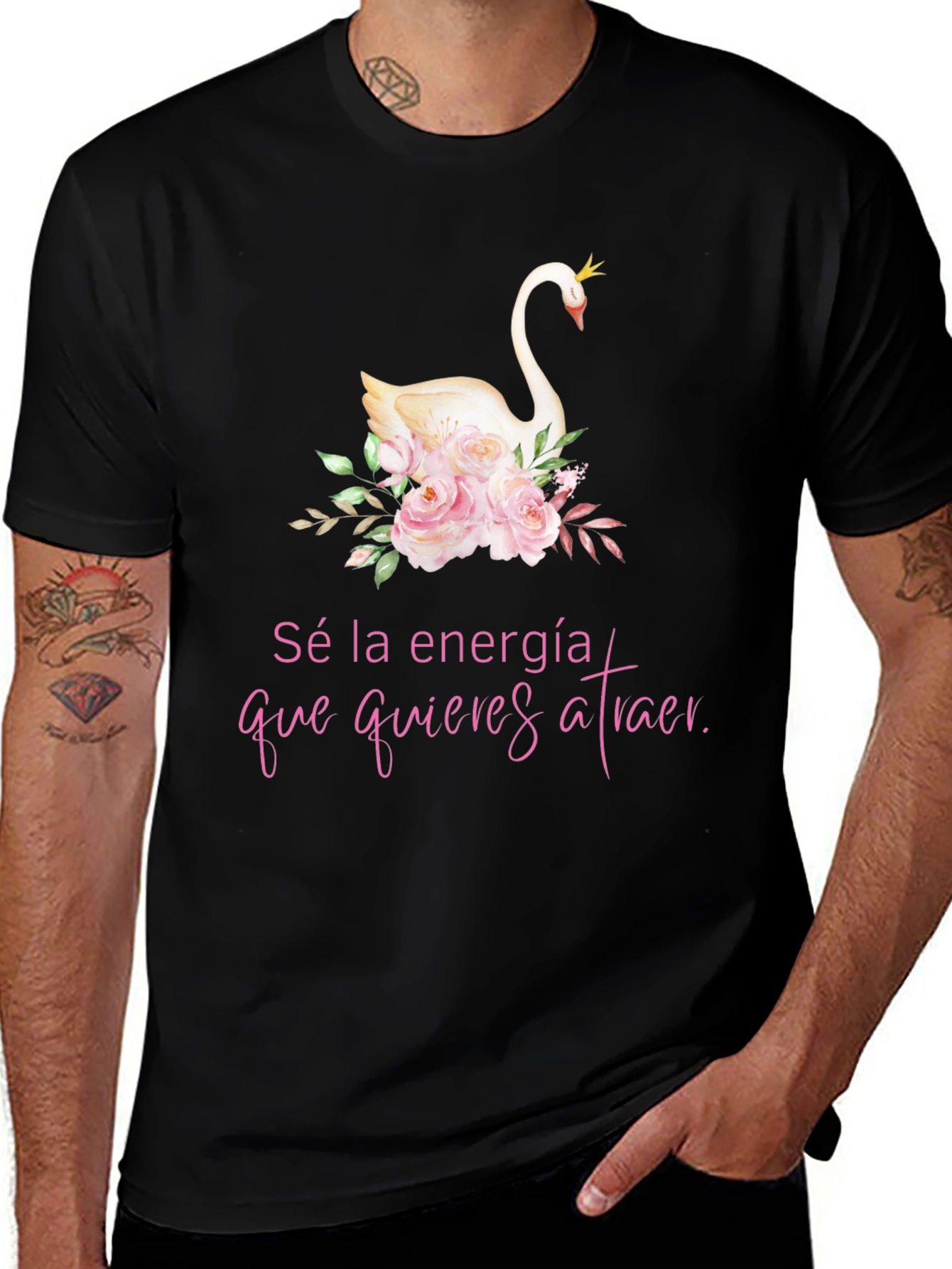Elegant Swan Graphic Tee - Be the Energy