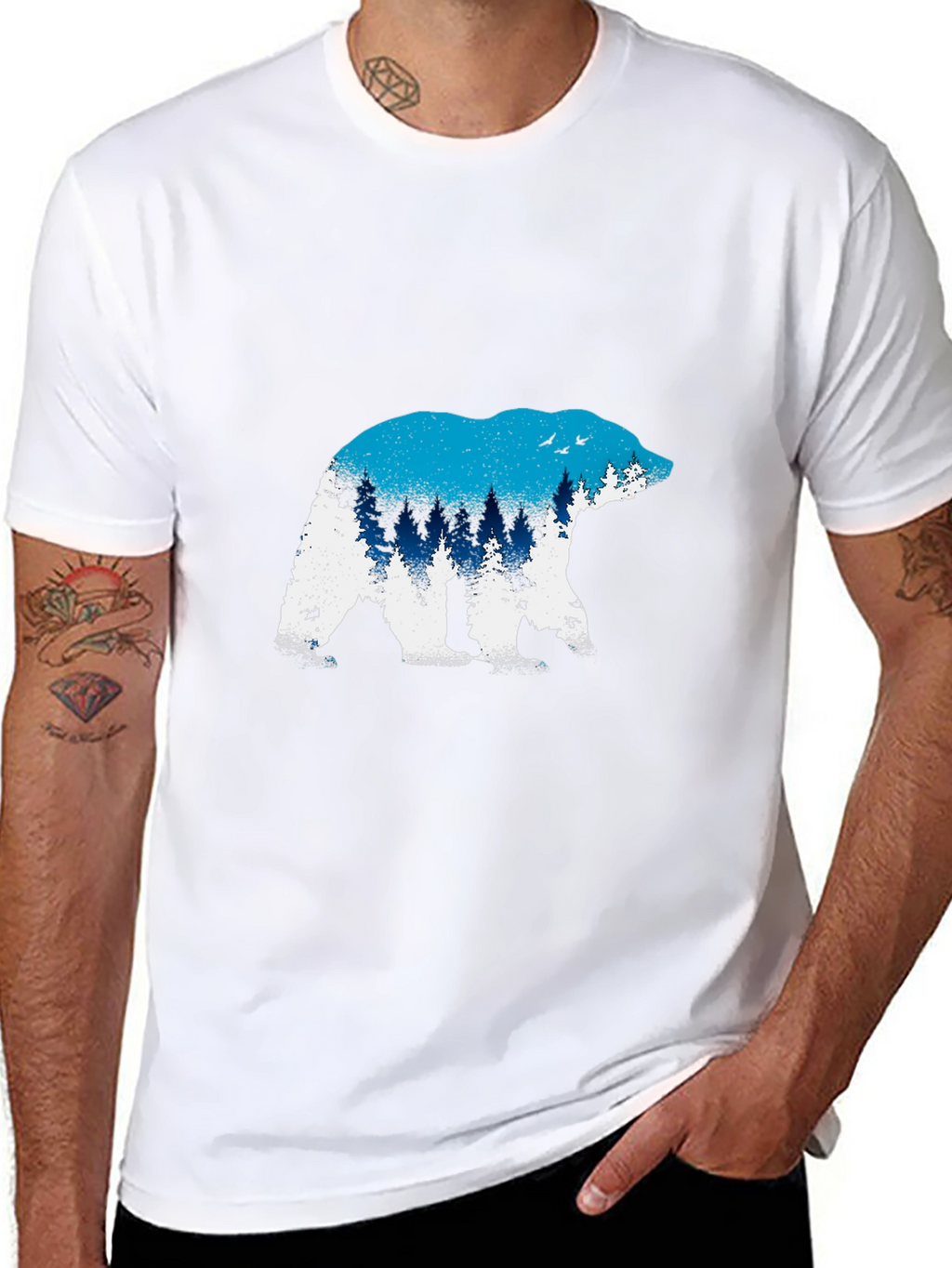 Bear Silhouette Graphic Tee - Nature Lovers Shirt