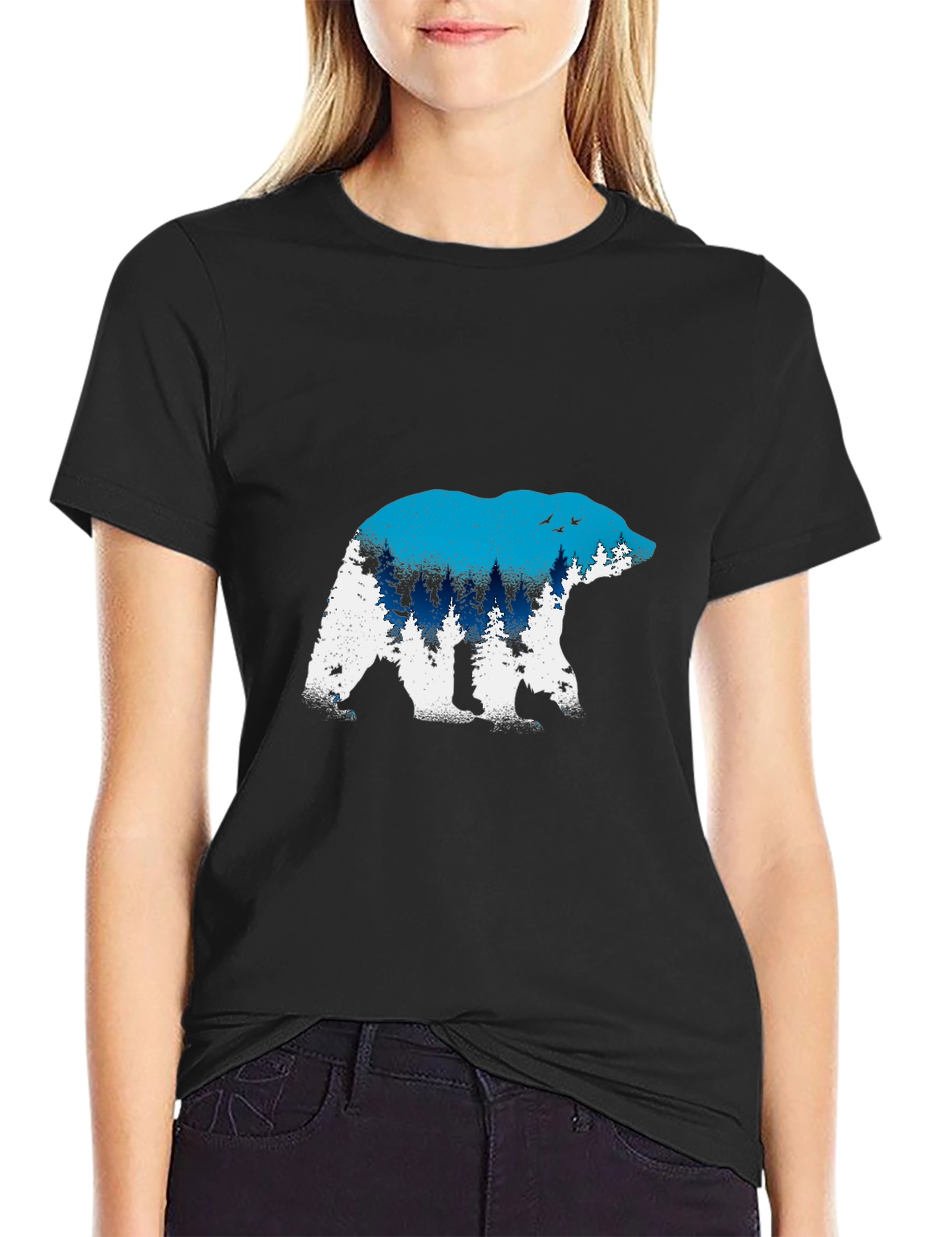 Bear Silhouette Graphic Tee - Nature Lovers Shirt