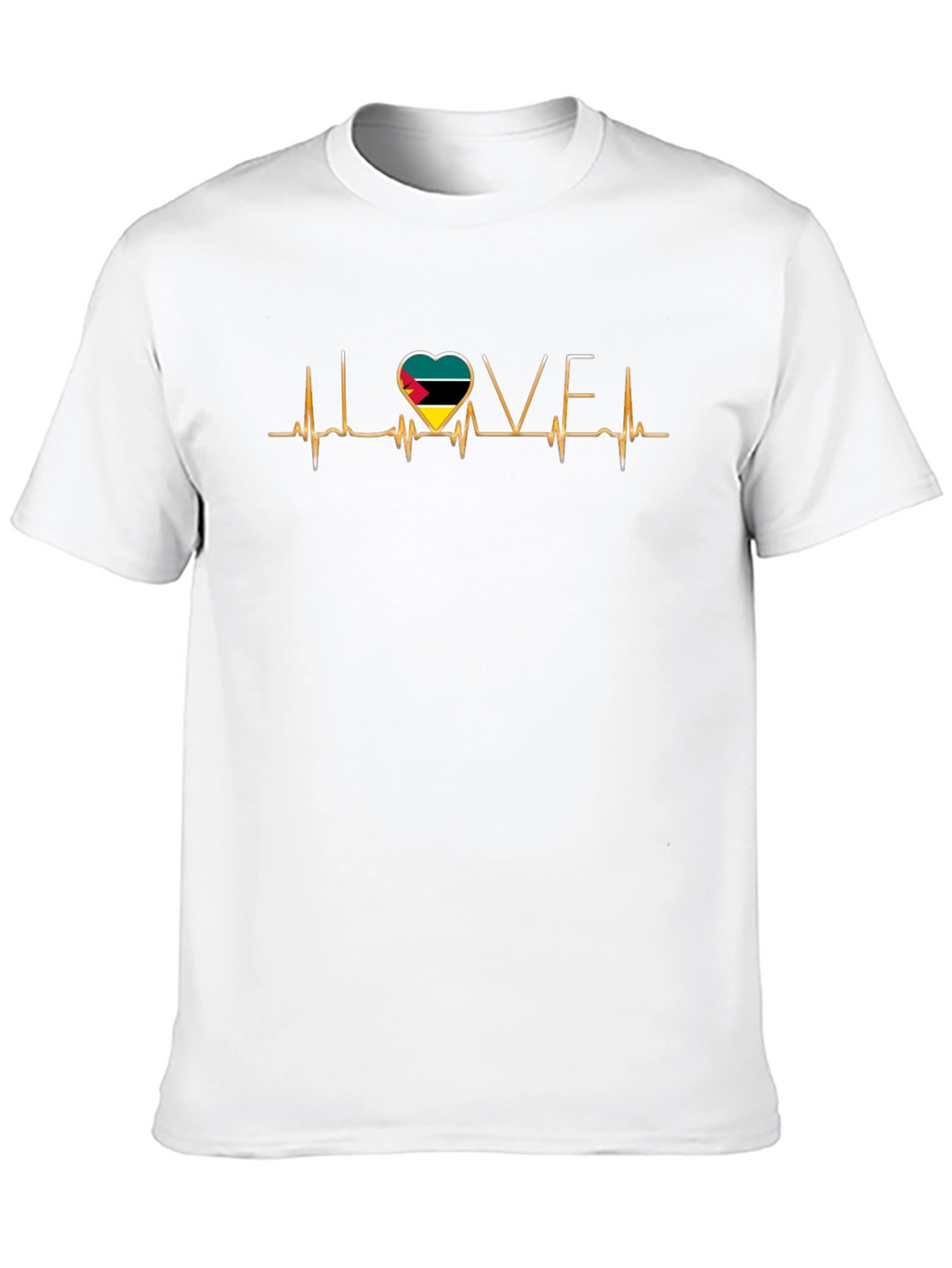 Love Mozambique Flag Heartbeat T-Shirt