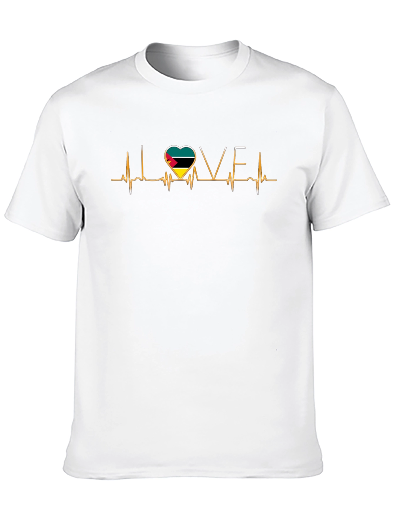 Love Mozambique Flag Heartbeat T-Shirt