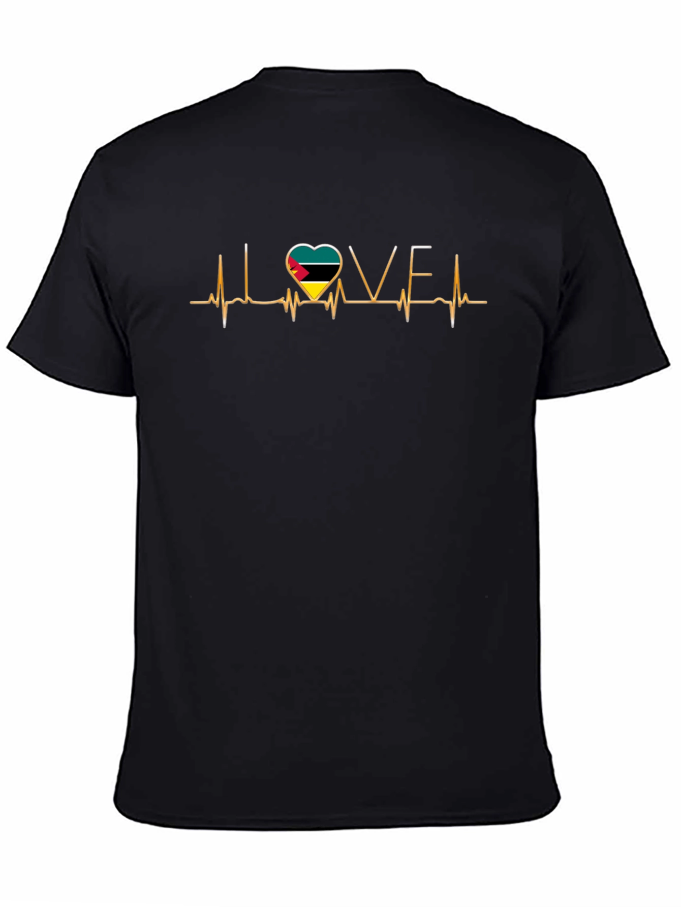 Love Mozambique Flag Heartbeat T-Shirt