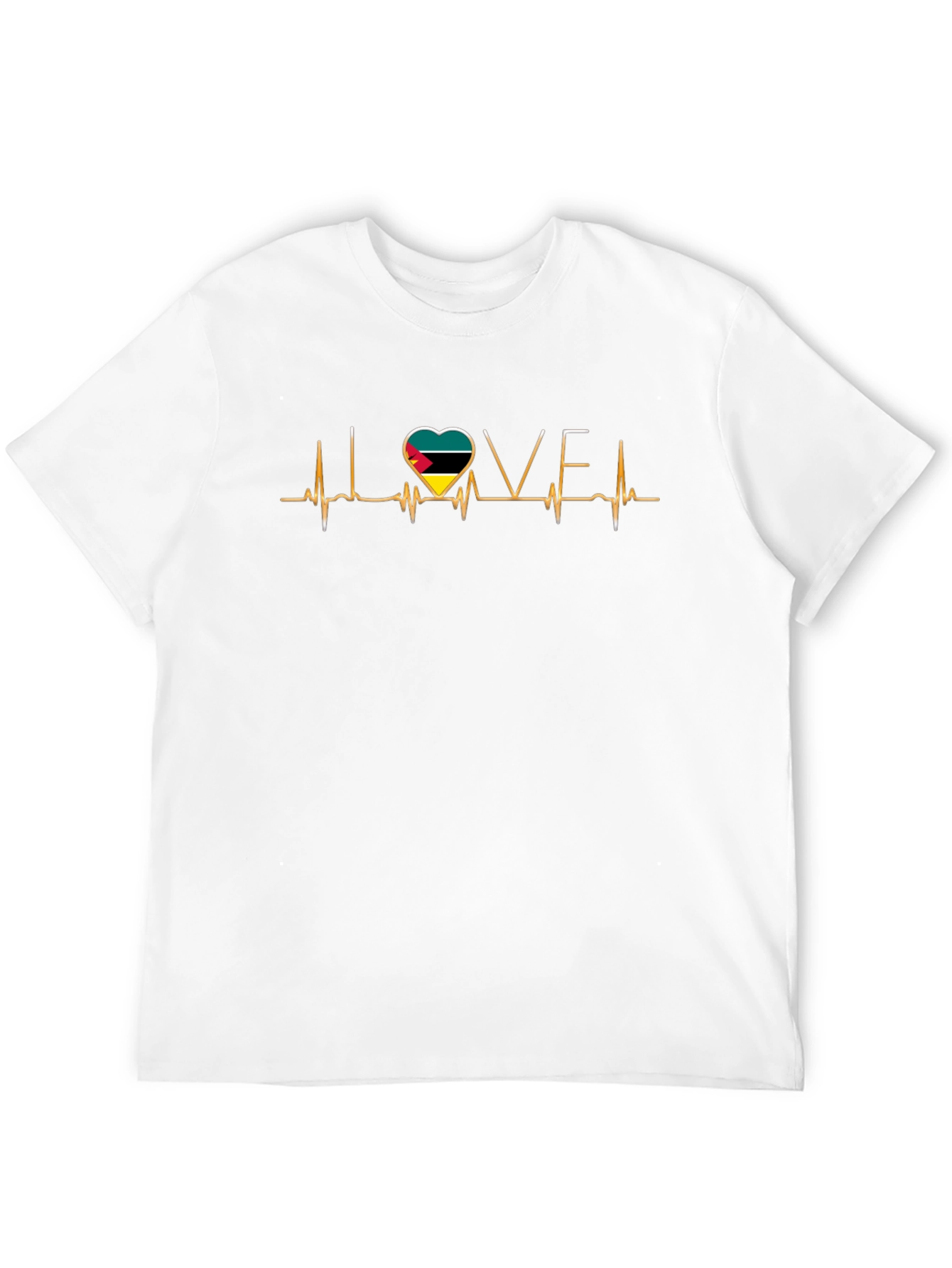 Love Mozambique Flag Heartbeat T-Shirt