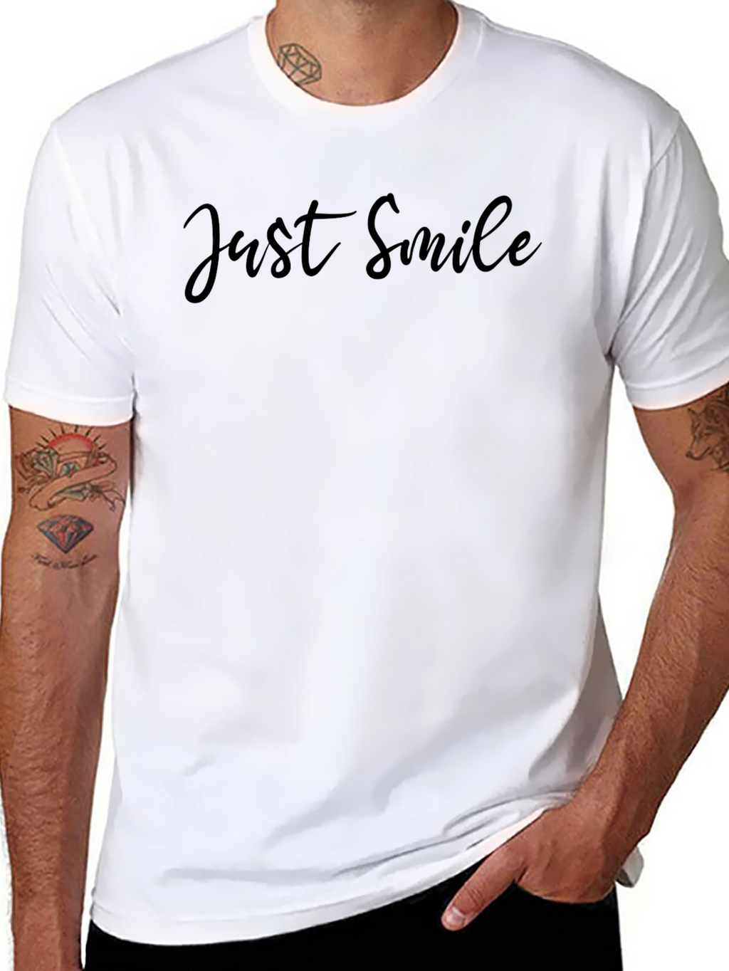 Just Smile Black T-Shirt - Classic Comfort