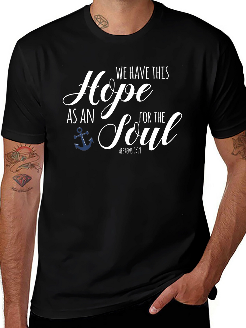 Hope Anchor Soul Bible Verse Black T-Shirt