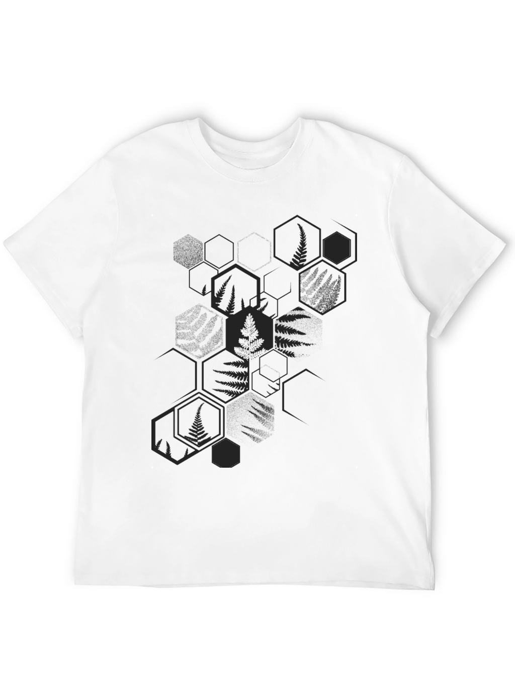 Mens Black Fern Hexagon Graphic Tee