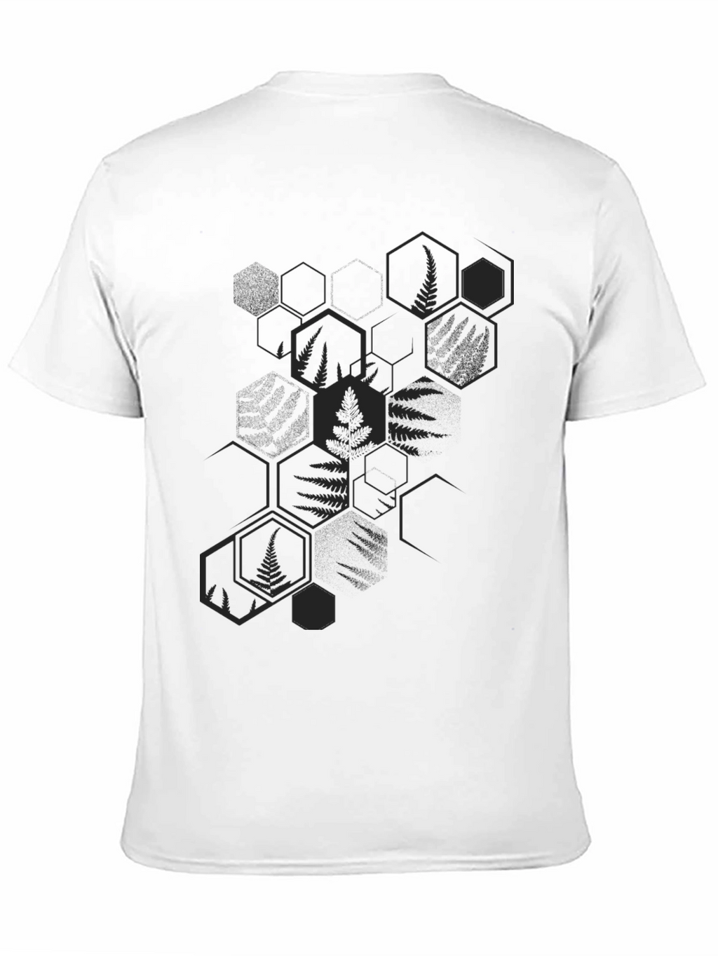Mens Black Fern Hexagon Graphic Tee