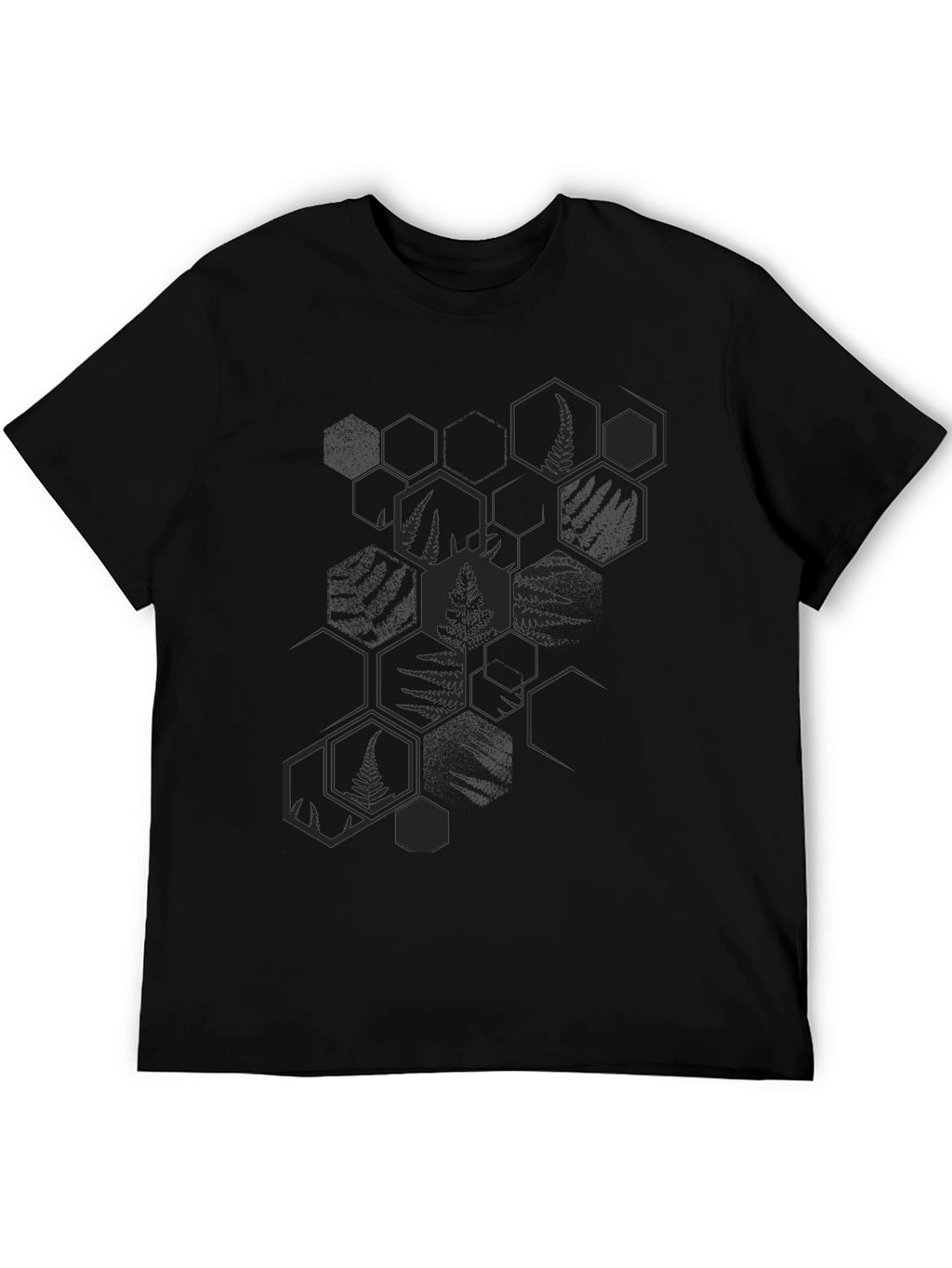 Mens Black Fern Hexagon Graphic Tee
