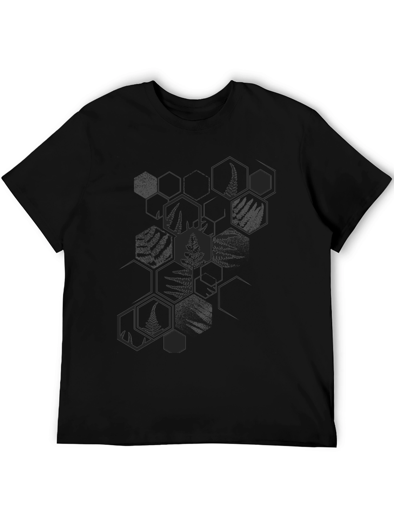Mens Black Fern Hexagon Graphic Tee