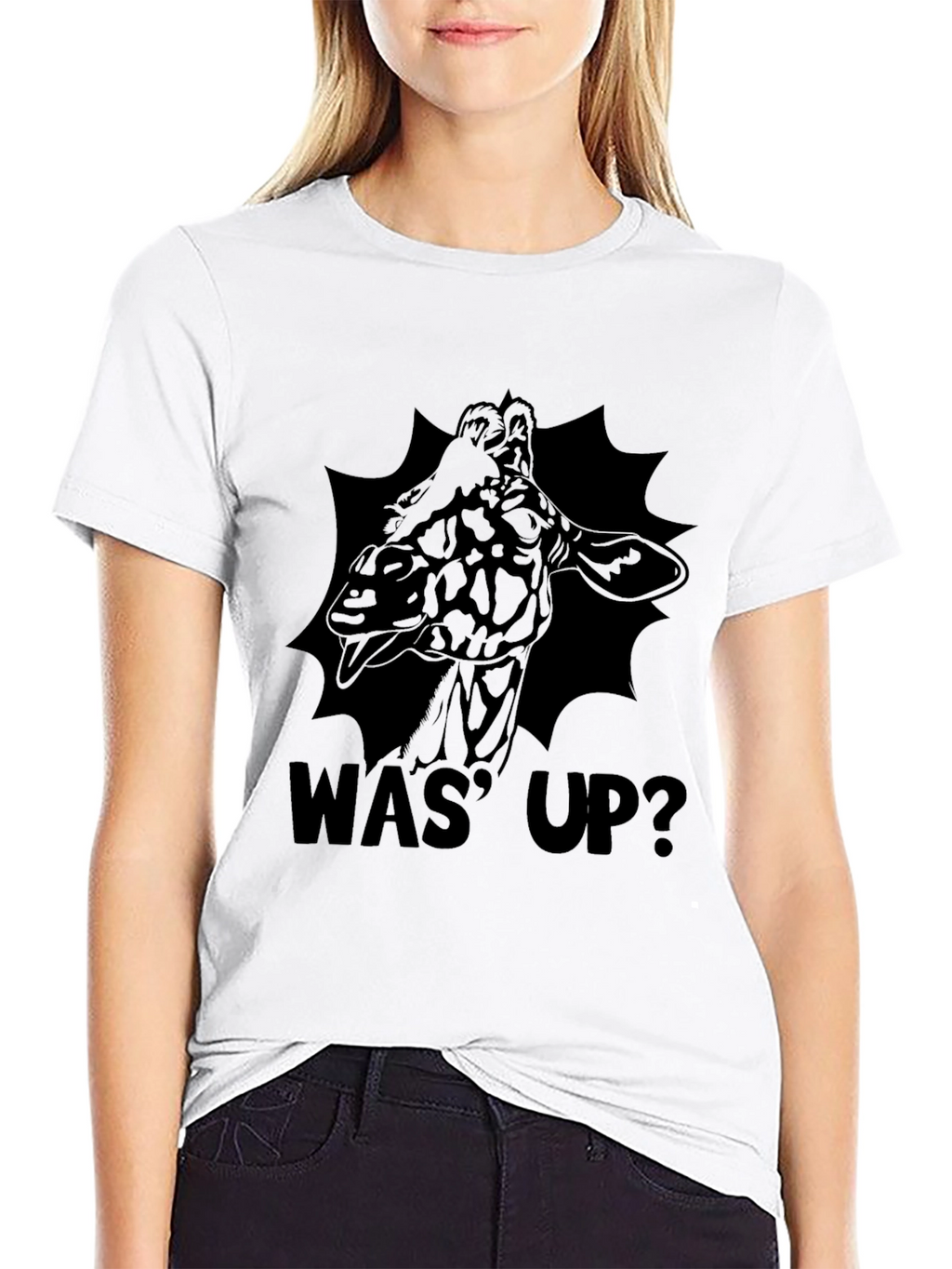 Was Up Giraffe Black Graphic T-Shirt