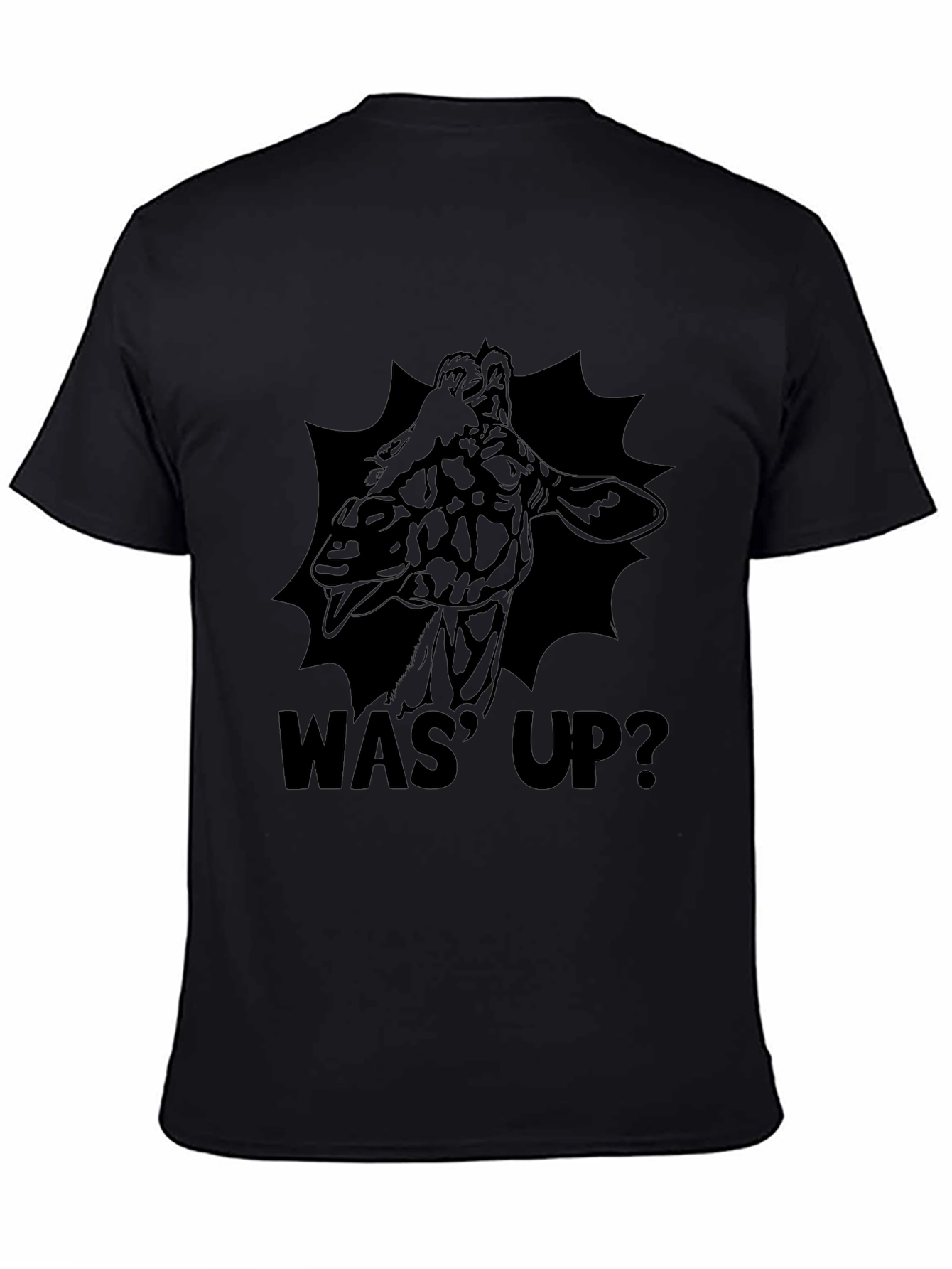 Was Up Giraffe Black Graphic T-Shirt