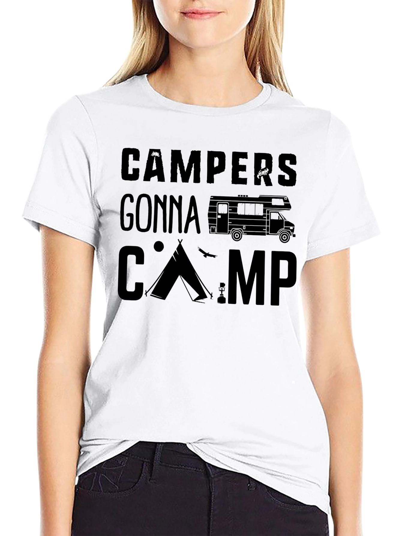 Campers Gonna Camp Black Graphic Tee
