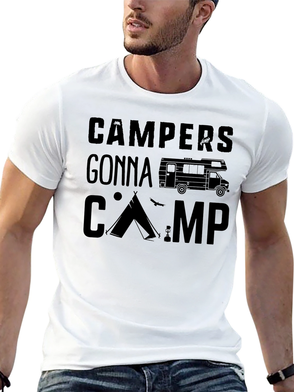 Campers Gonna Camp Black Graphic Tee