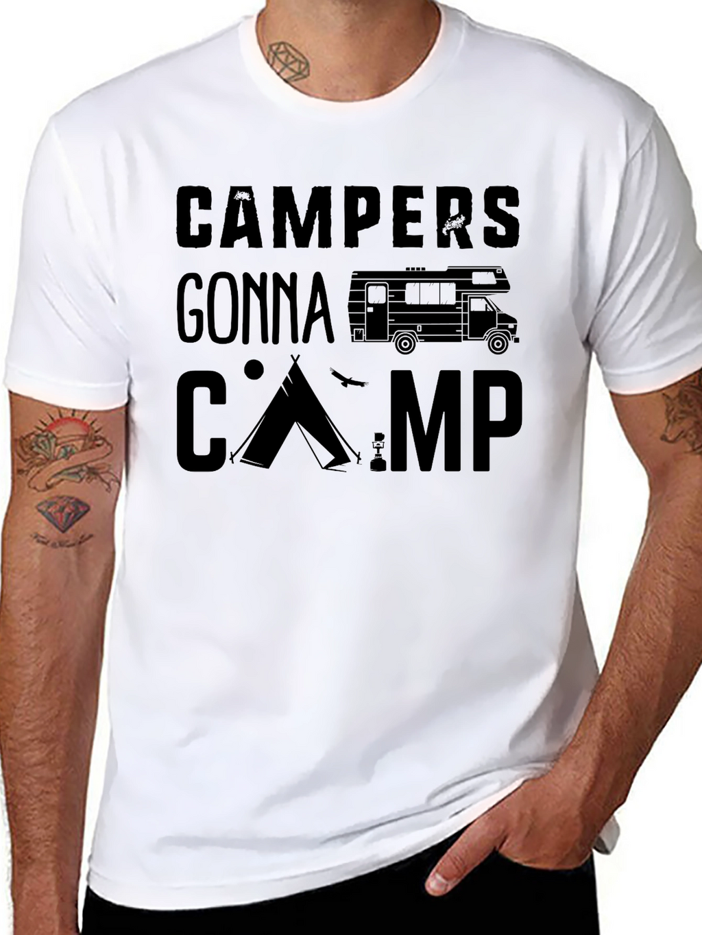 Campers Gonna Camp Black Graphic Tee