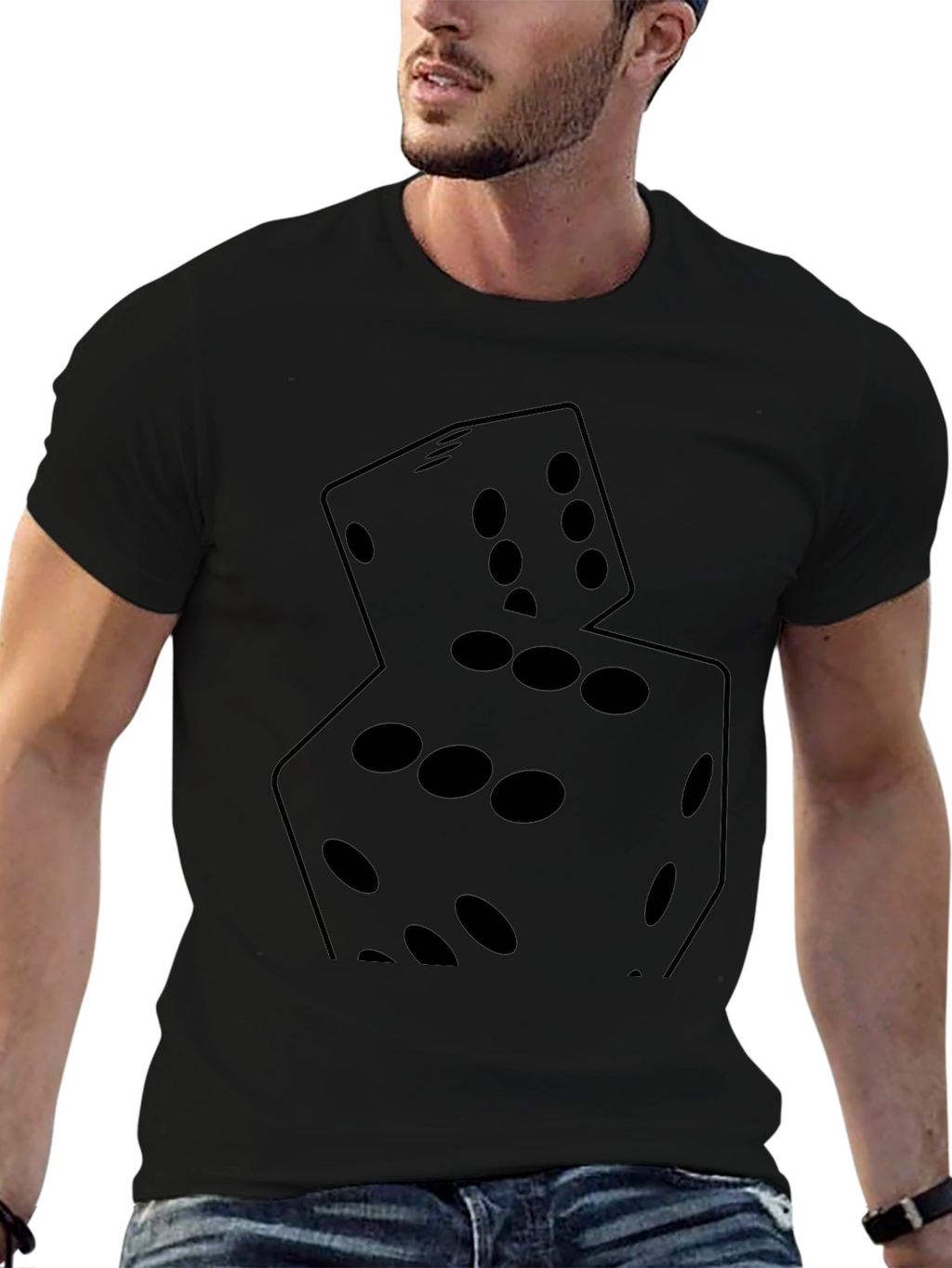 Dice Graphic Print Black T-Shirt
